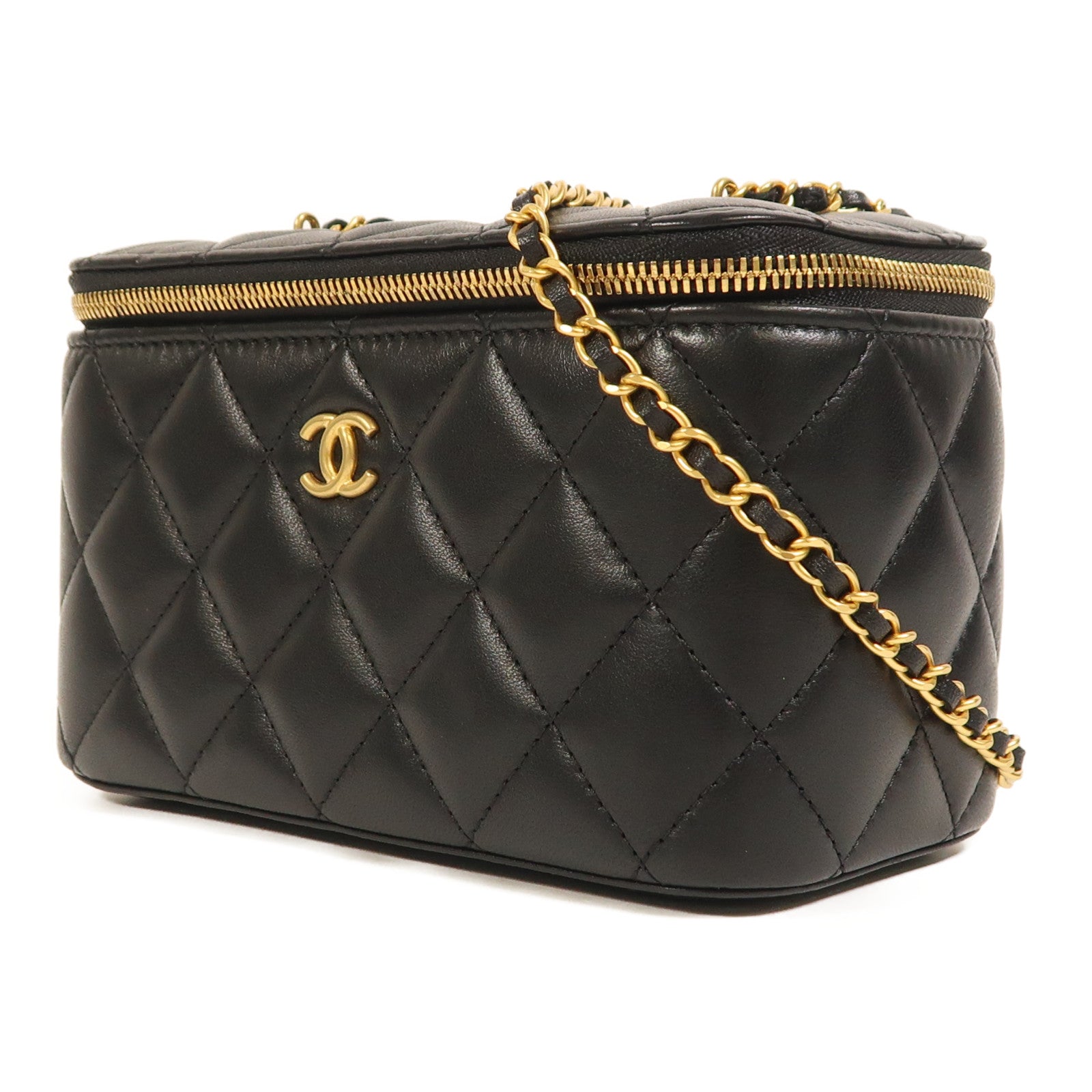 CHANEL 【激減優惠】羊皮皮革Vanity Case金扣鏈帶肩背袋