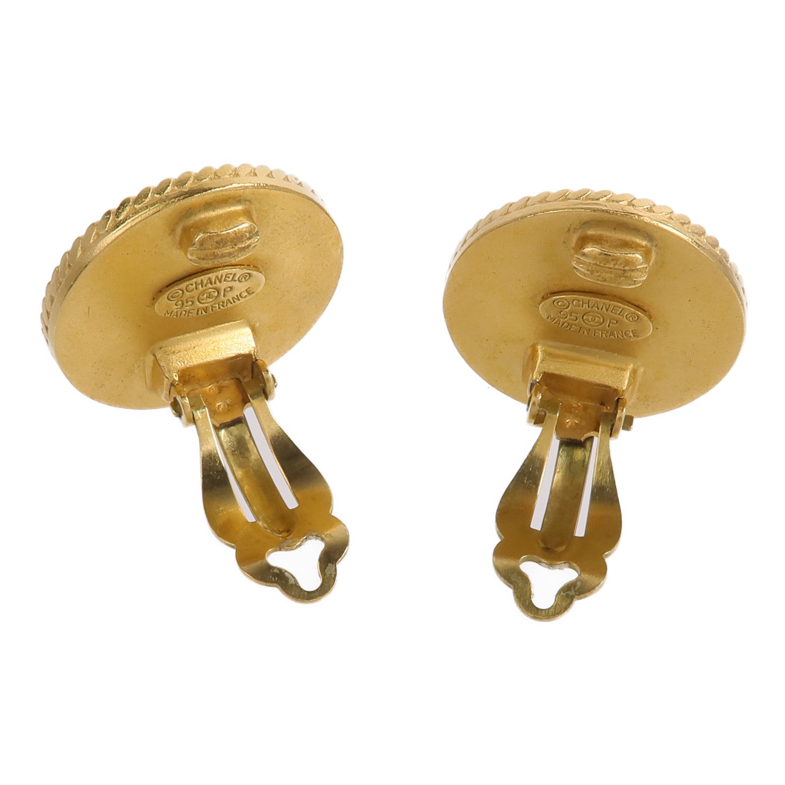 CHANEL 金屬/Wood Vintage Clip-On Earrings耳夾