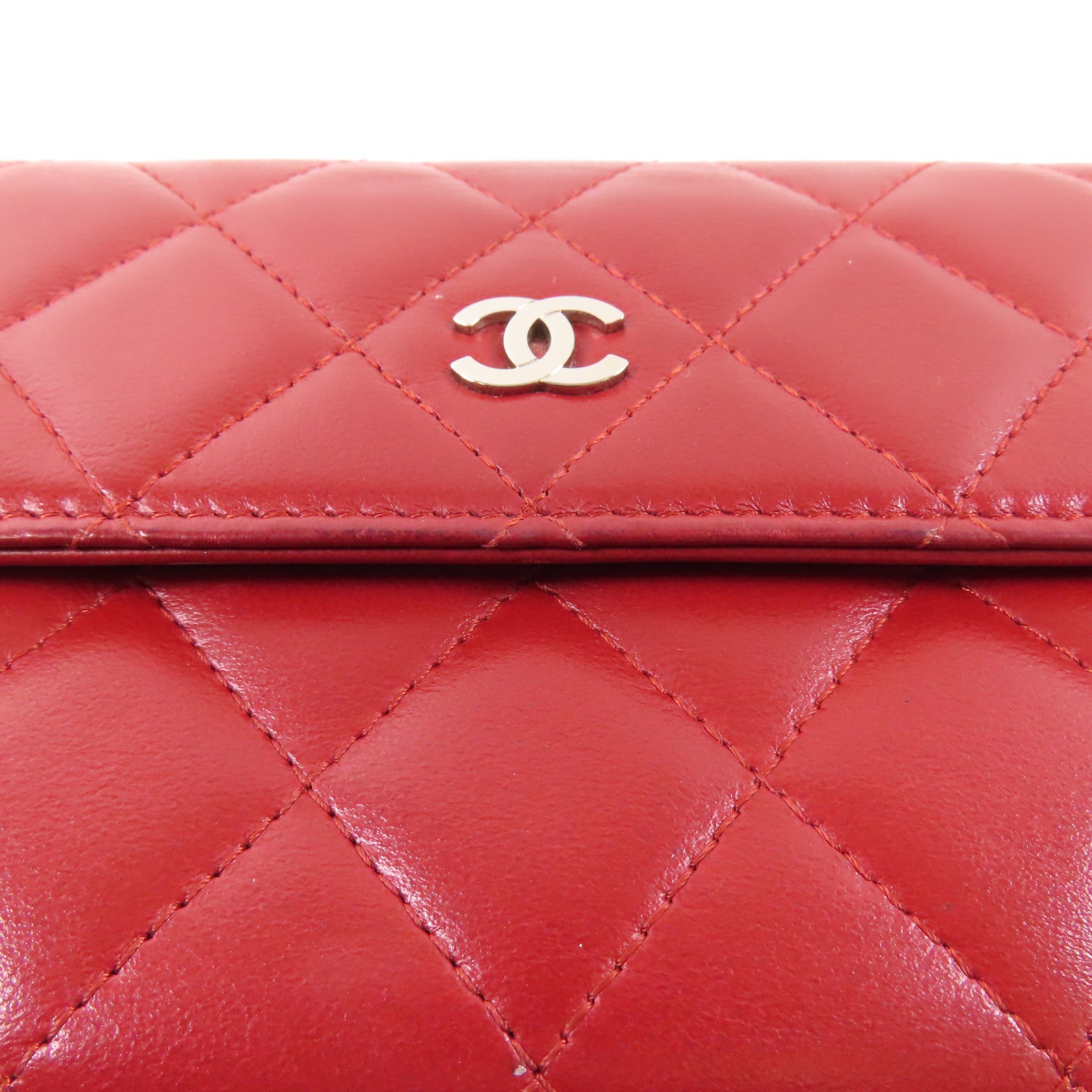 CHANEL 羊皮皮革Long Wallet銀扣長錢包