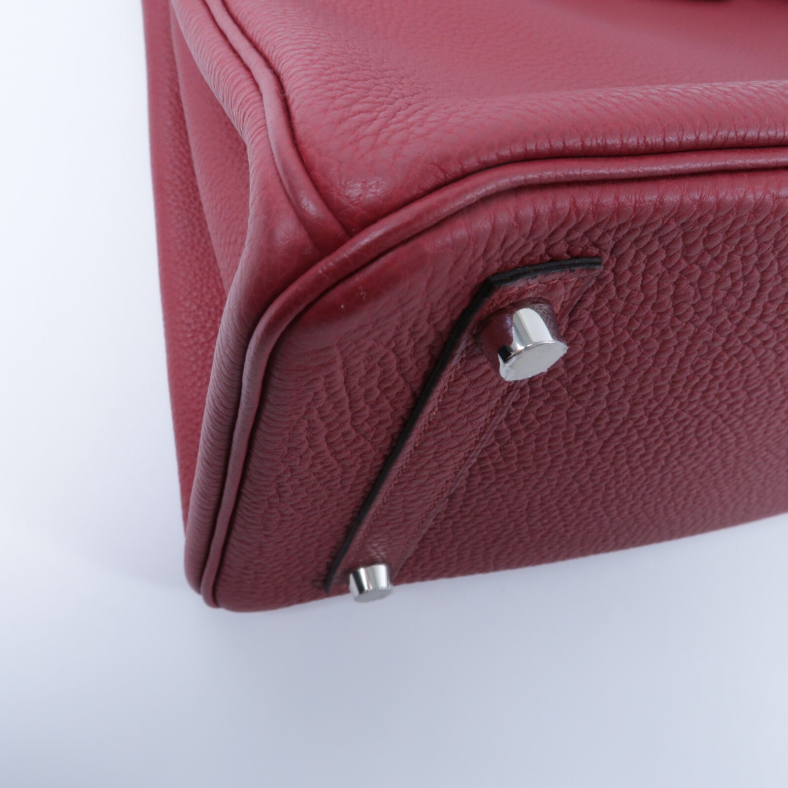 HERMES Clemence皮革Birkin 30手挽袋Rouge Gernat