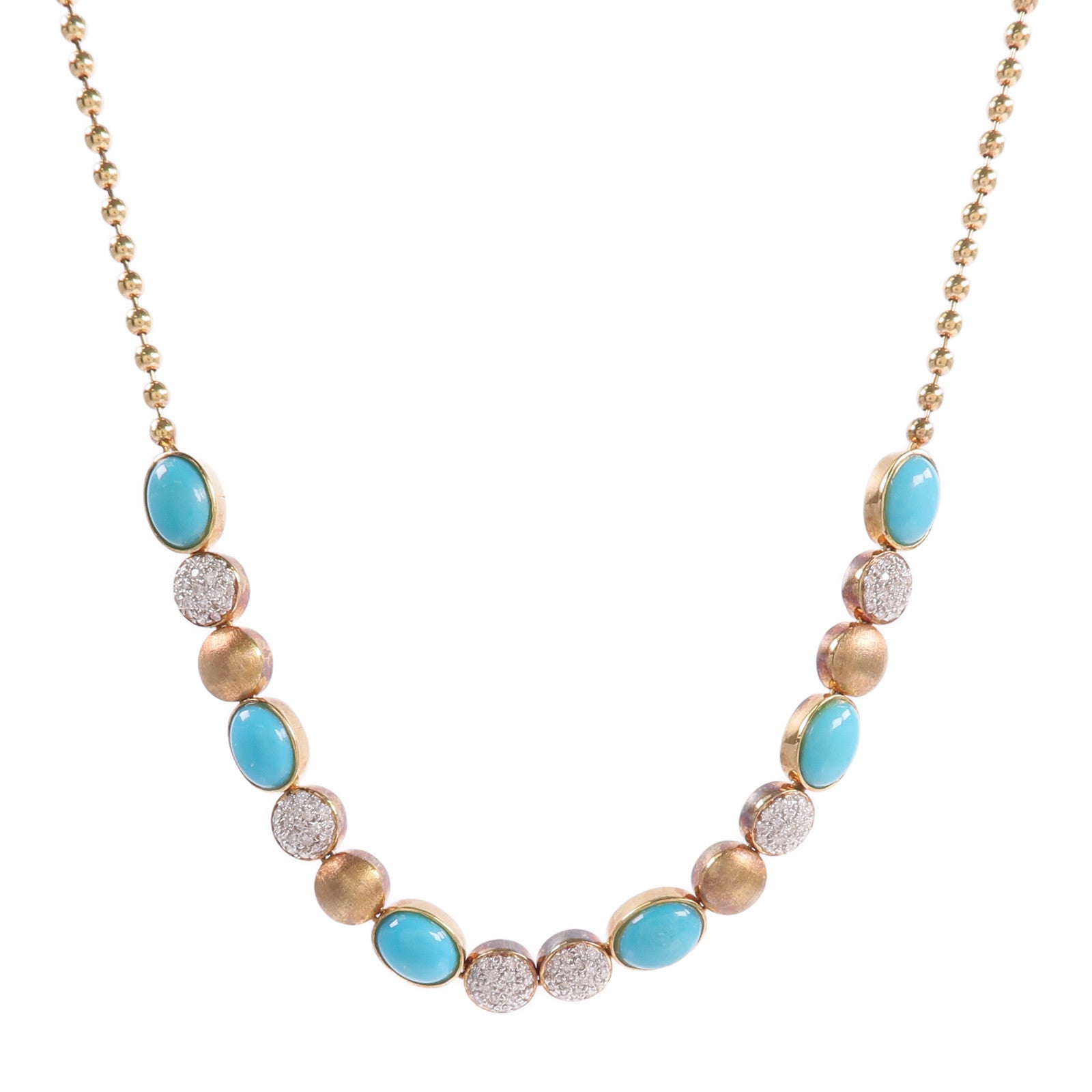 JEWELRY 18K黃金/白金Turquoise Diamond Necklace綠松石/鑽石項鍊