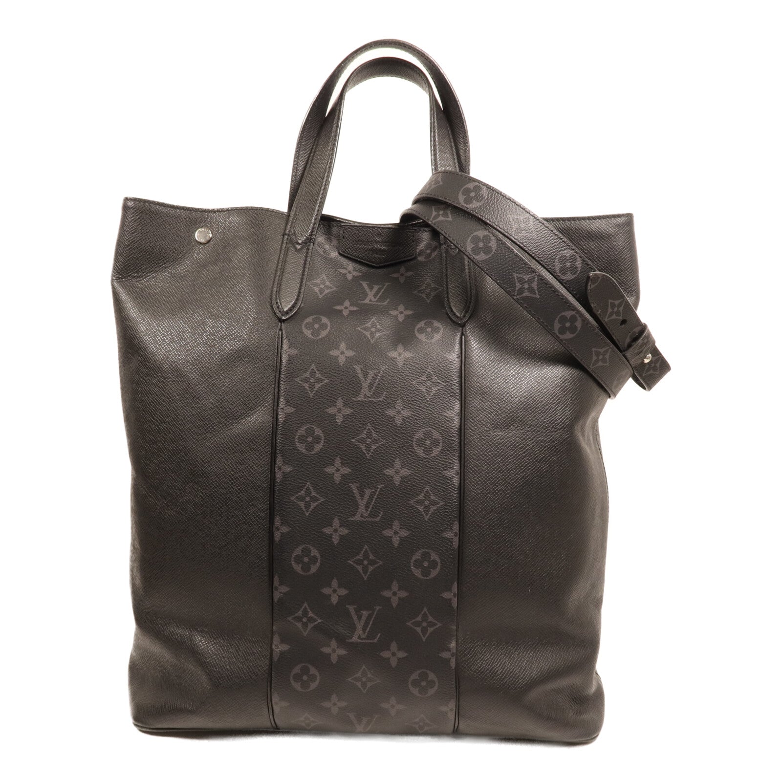 LOUIS VUITTON Monogram Eclipse Taigalama City Tote銀扣手挽肩背兩用袋