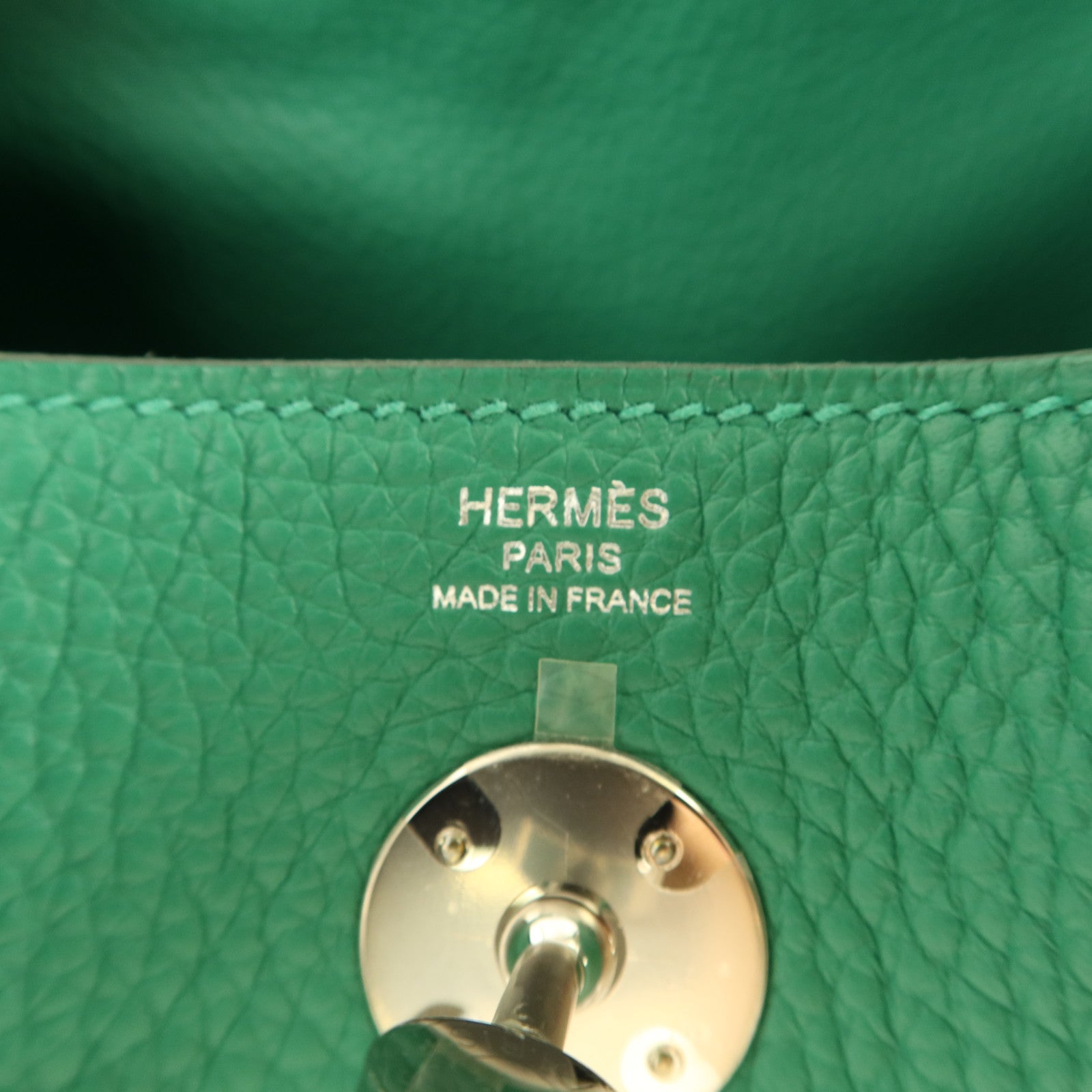 HERMES 【激減優惠】Clemence皮革Lindy 26銀扣手挽肩背兩用袋Vert Vertigo