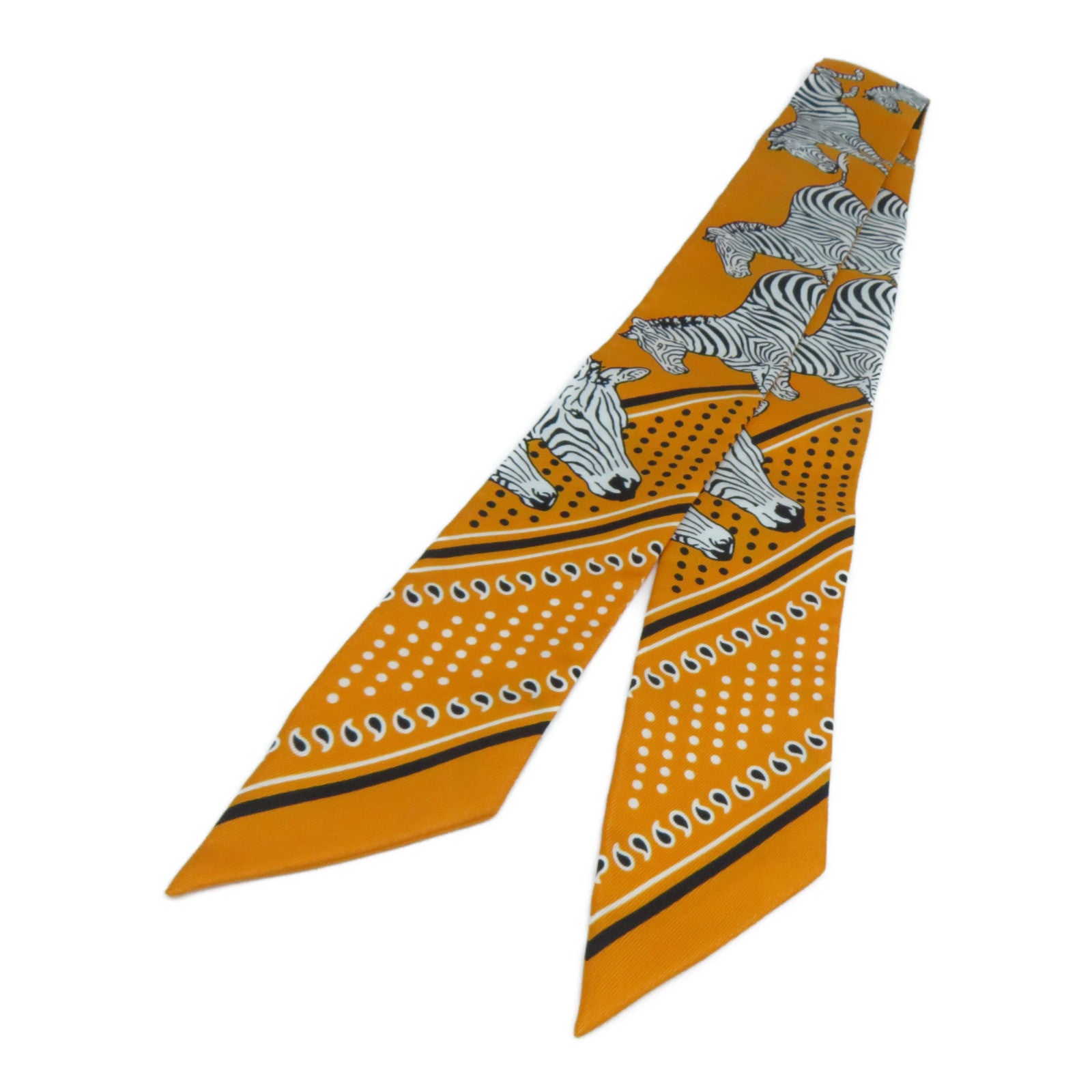 HERMES 【激減優惠】絲質Twilly絲巾橙色