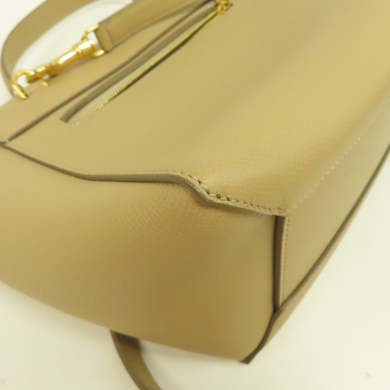 CELINE 牛皮皮革Micro Belt Bag金扣手挽肩背兩用袋米色