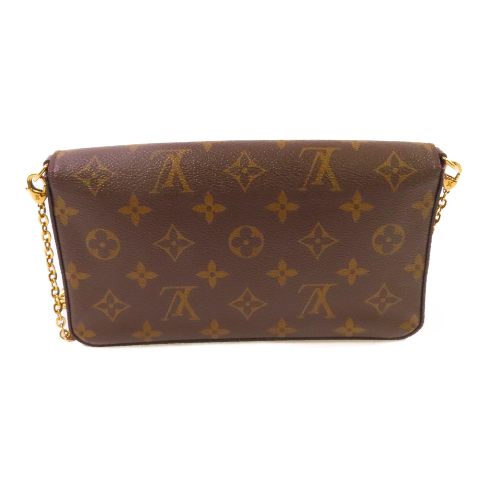 LOUIS VUITTON Monogram Pochette Felicie Shoulder Bag金扣鏈帶肩背袋啡色