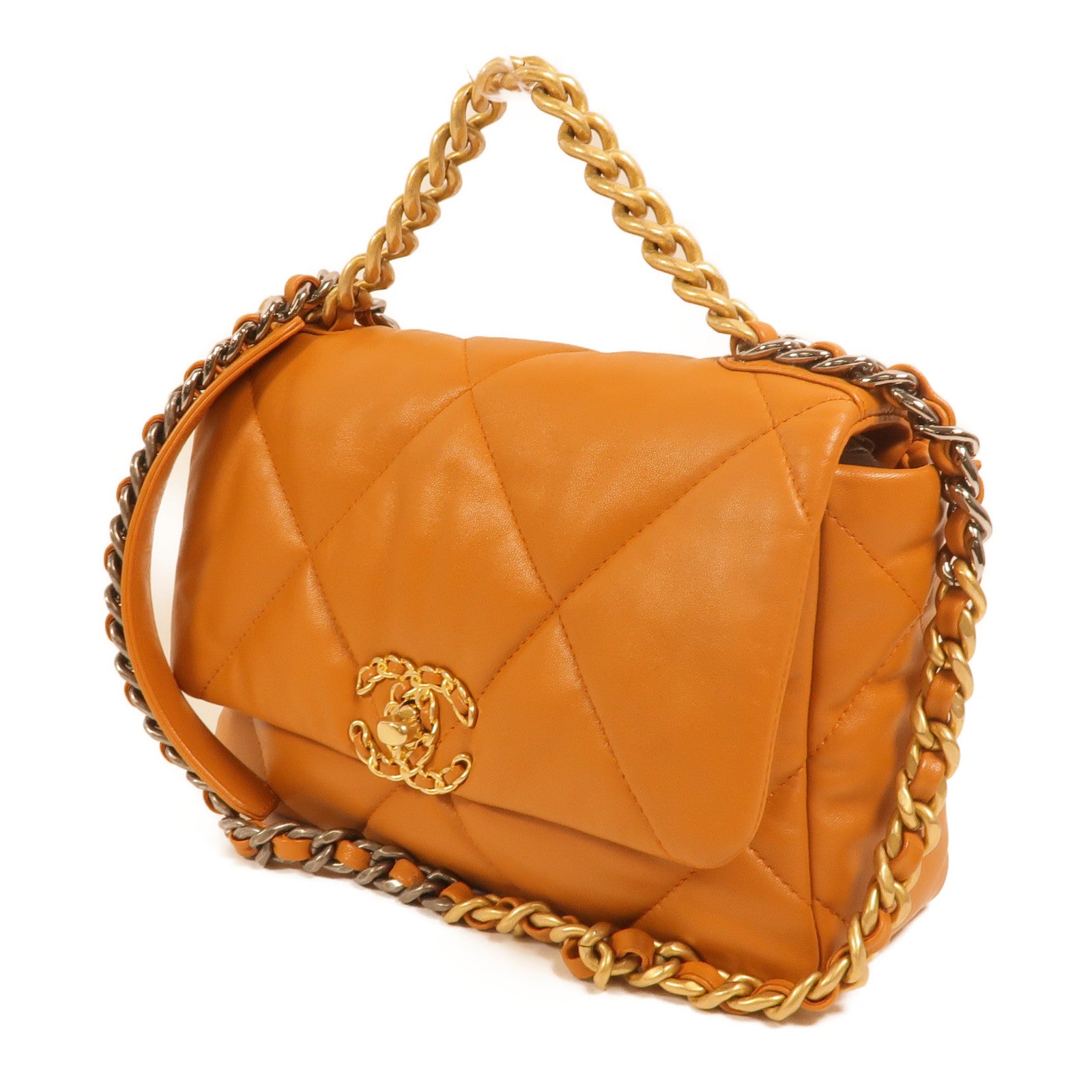 CHANEL 羊皮皮革Chanel 19 Small鏈帶手挽肩背兩用袋