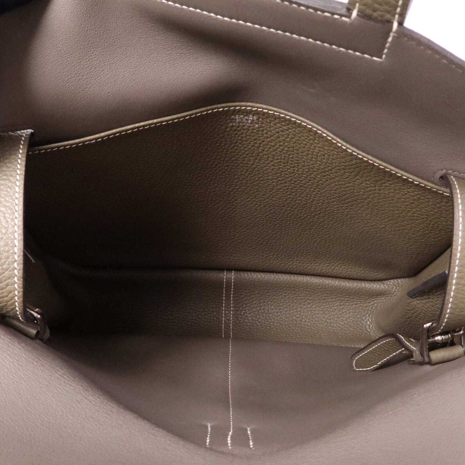 HERMES Swift/Clemence皮革Halzan 31銀扣手挽肩背兩用袋Etain
