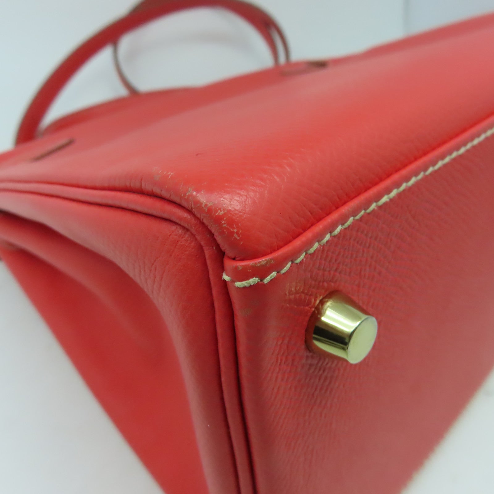 HERMES 【清倉大減價】Epsom皮革Kelly 28金扣手挽肩背兩用袋桃紅色