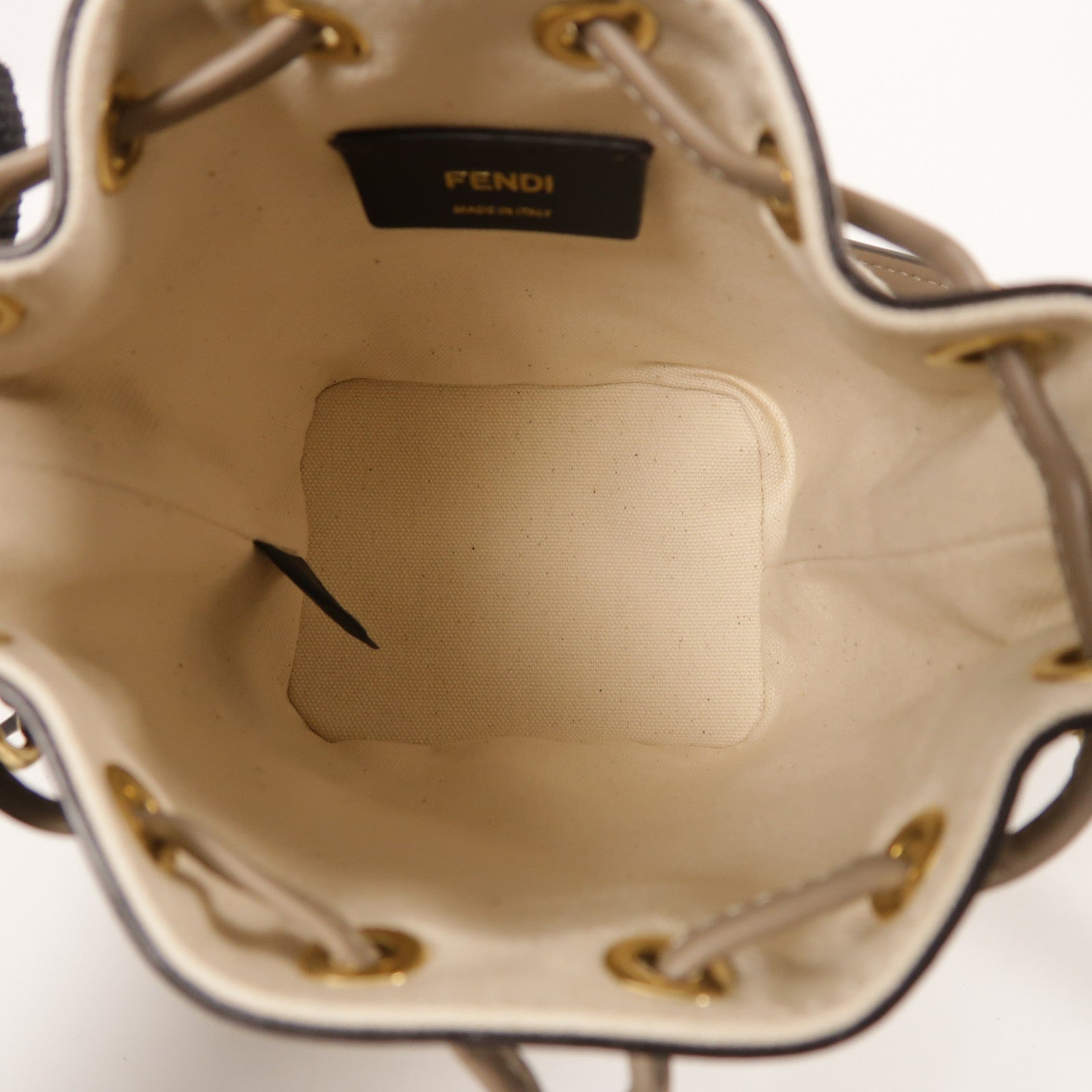 FENDI 帆布Mini Mon Tresor金扣手挽肩背兩用袋