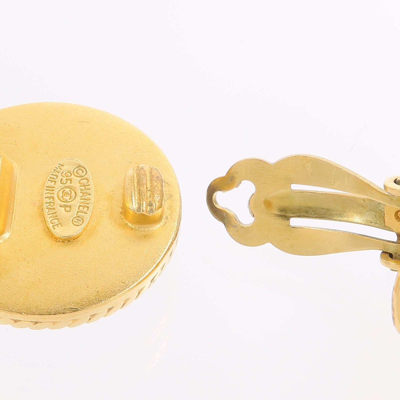 CHANEL 金屬/Wood Vintage Clip-On Earrings耳夾