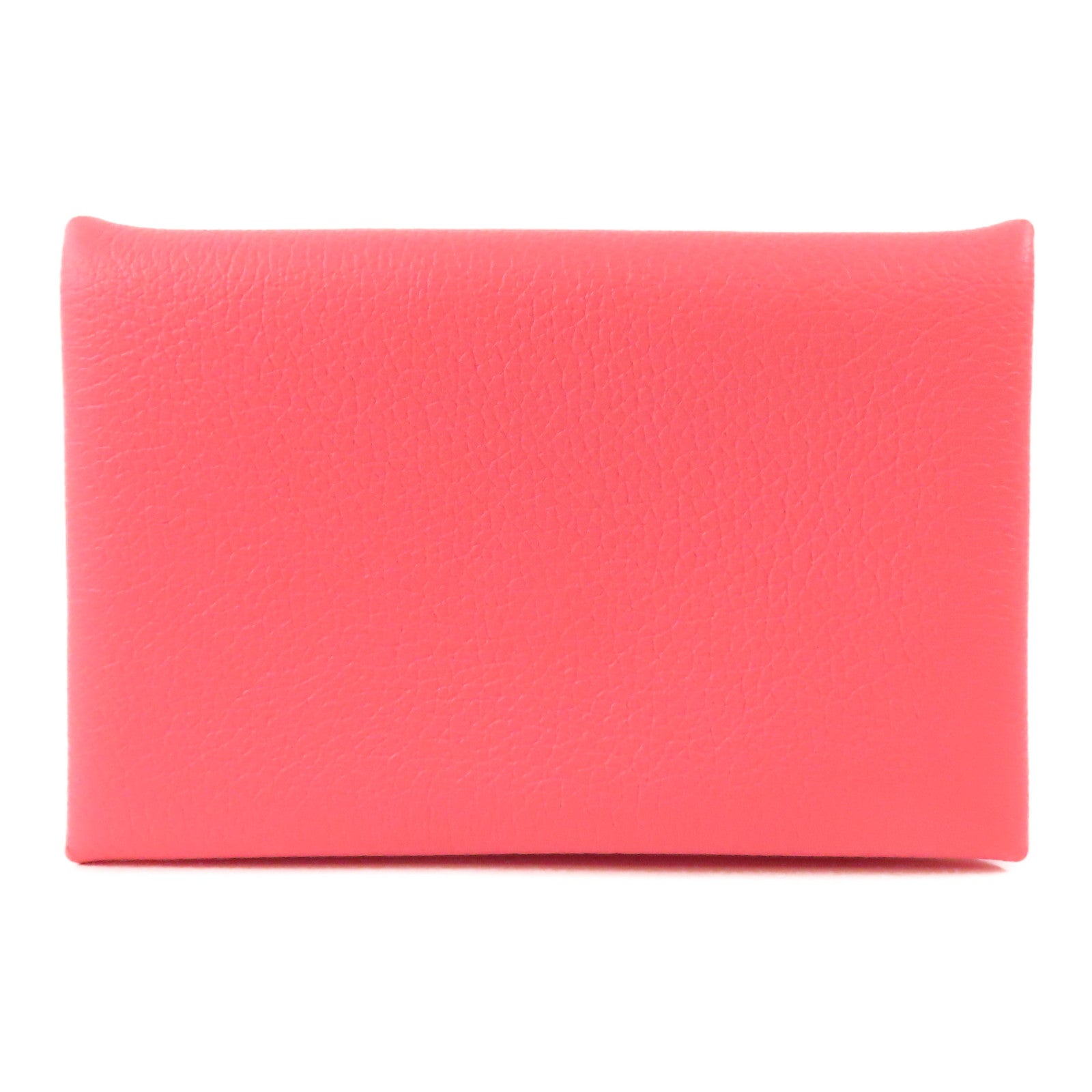 HERMES Evercolor皮革Calvi銀扣卡片套Rose Azalee