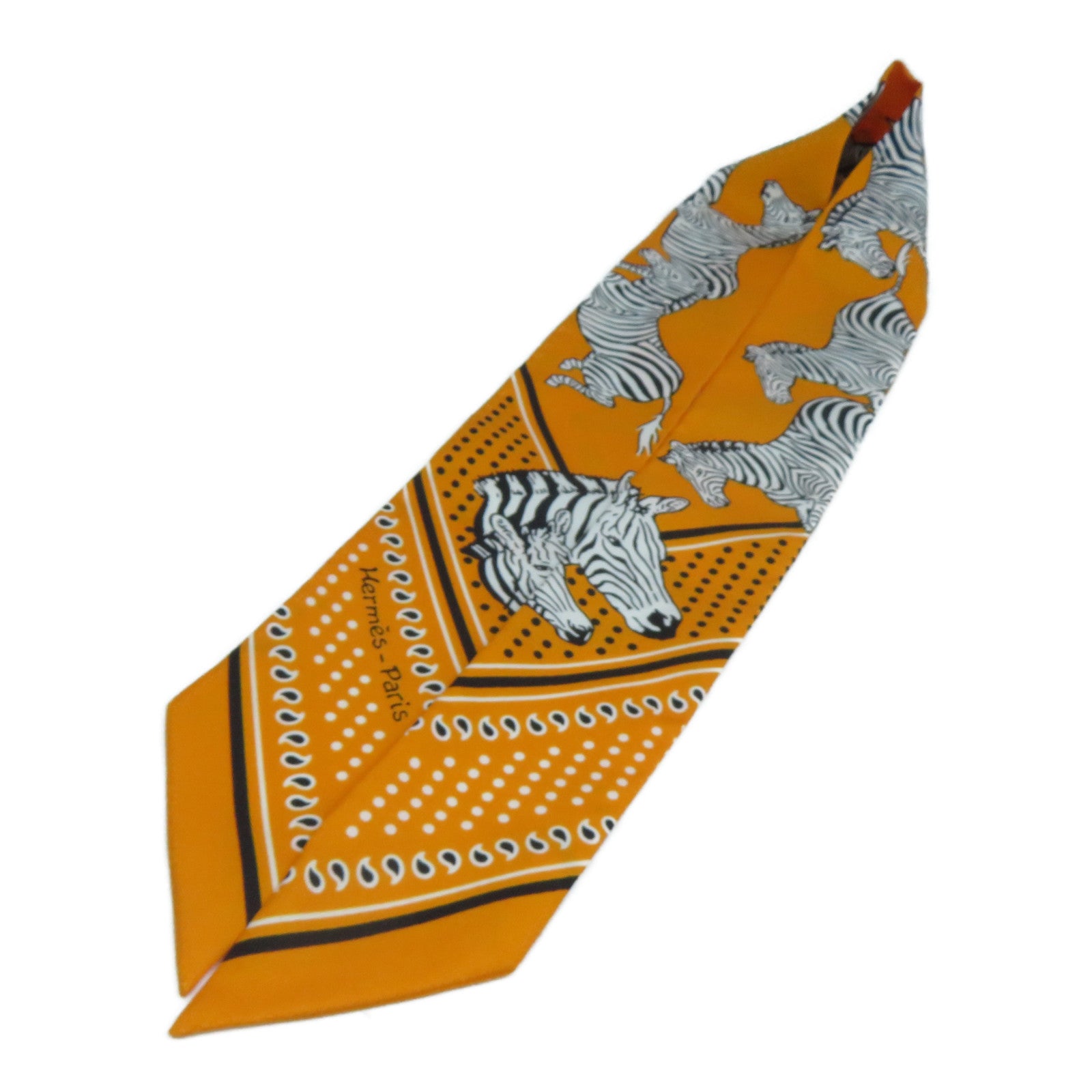HERMES 【激減優惠】絲質Twilly絲巾橙色