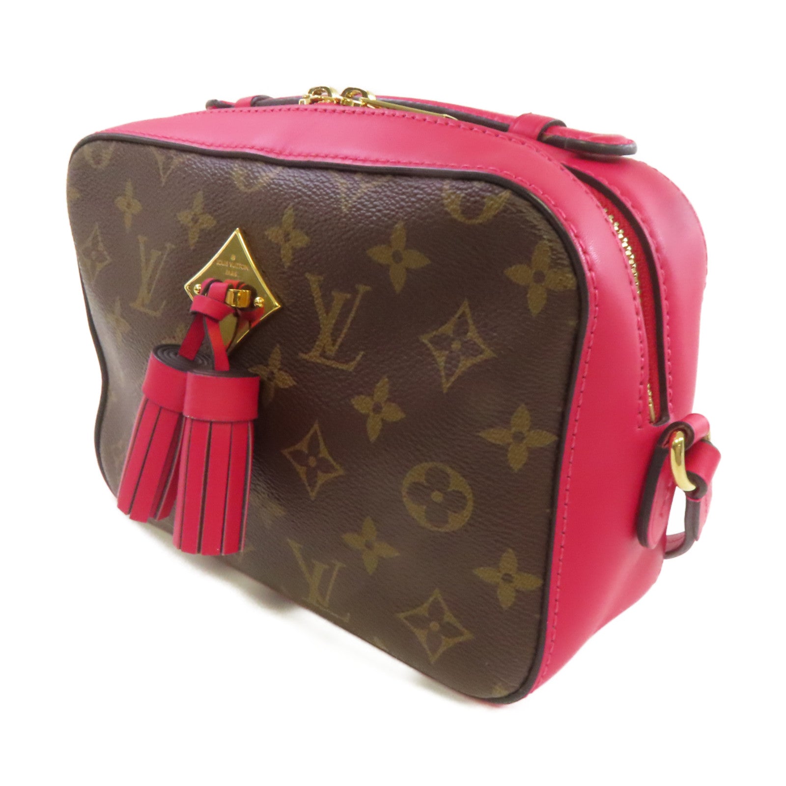 LOUIS VUITTON 【激減優惠】Monogram Saintonge Shoulder Bag金扣肩背袋啡色/酒紅色