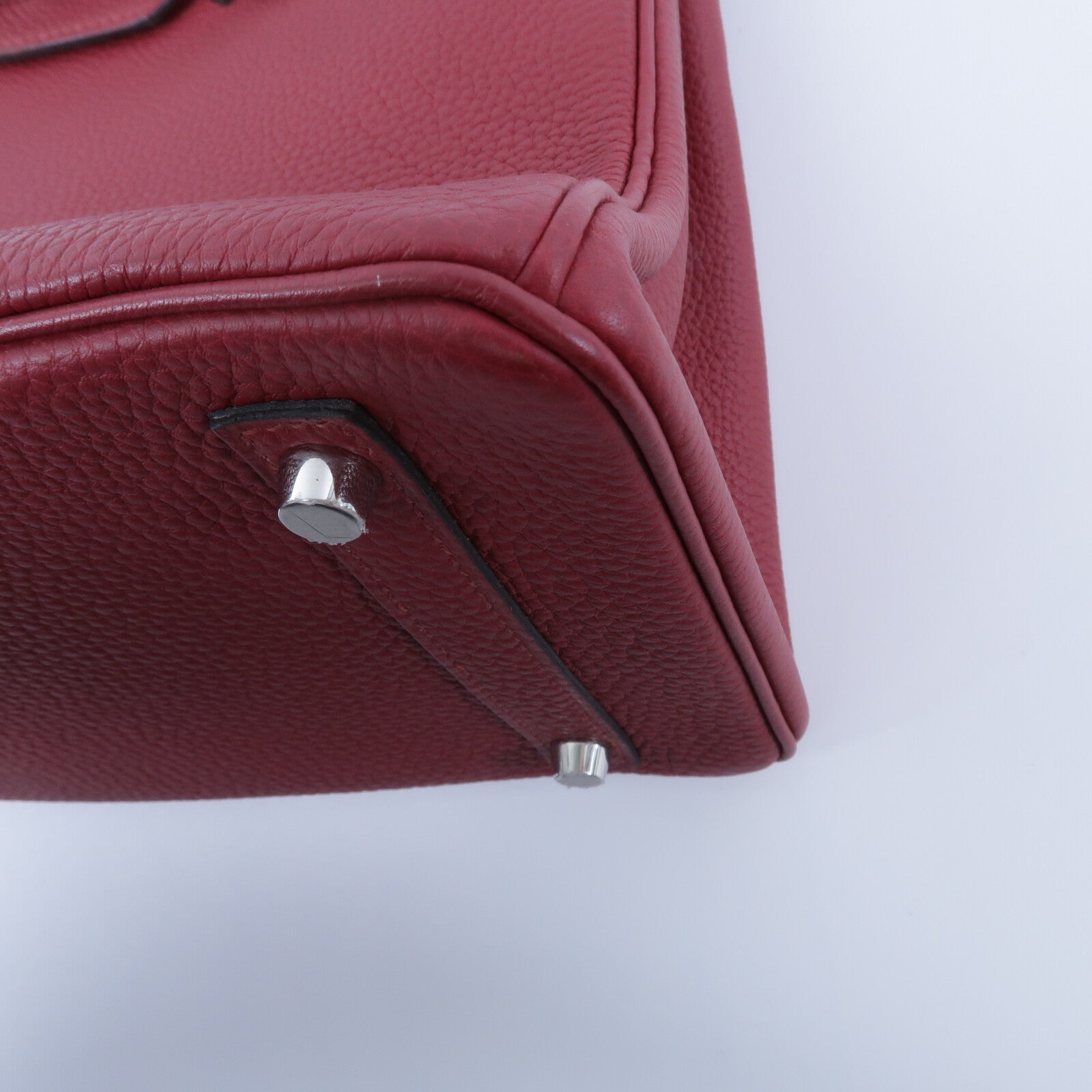HERMES Clemence皮革Birkin 30手挽袋Rouge Gernat