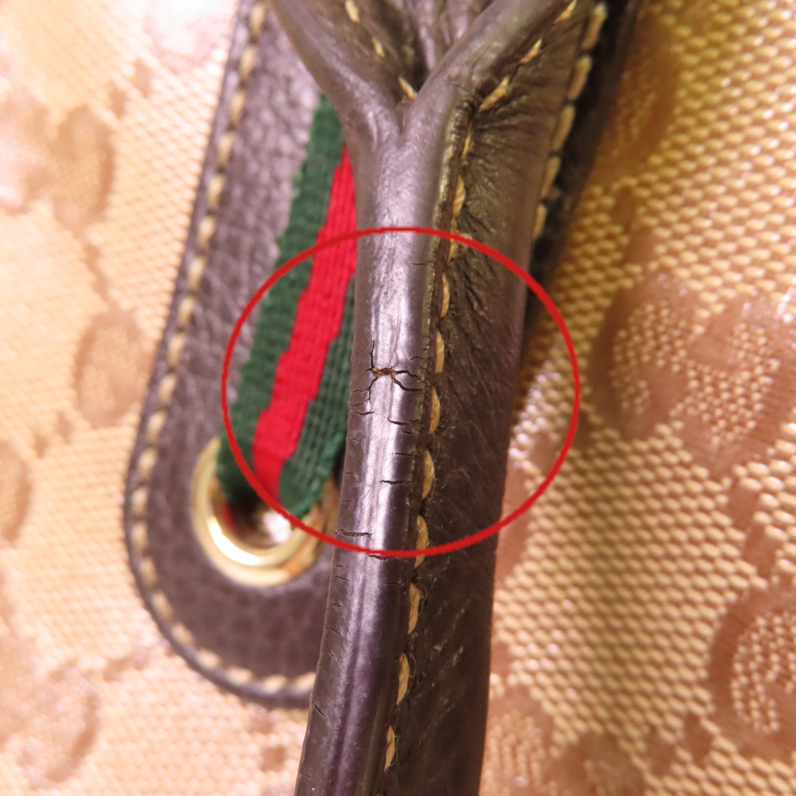 GUCCI 【激減優惠】塗層帆布Shoulder Bag金扣肩背袋啡色