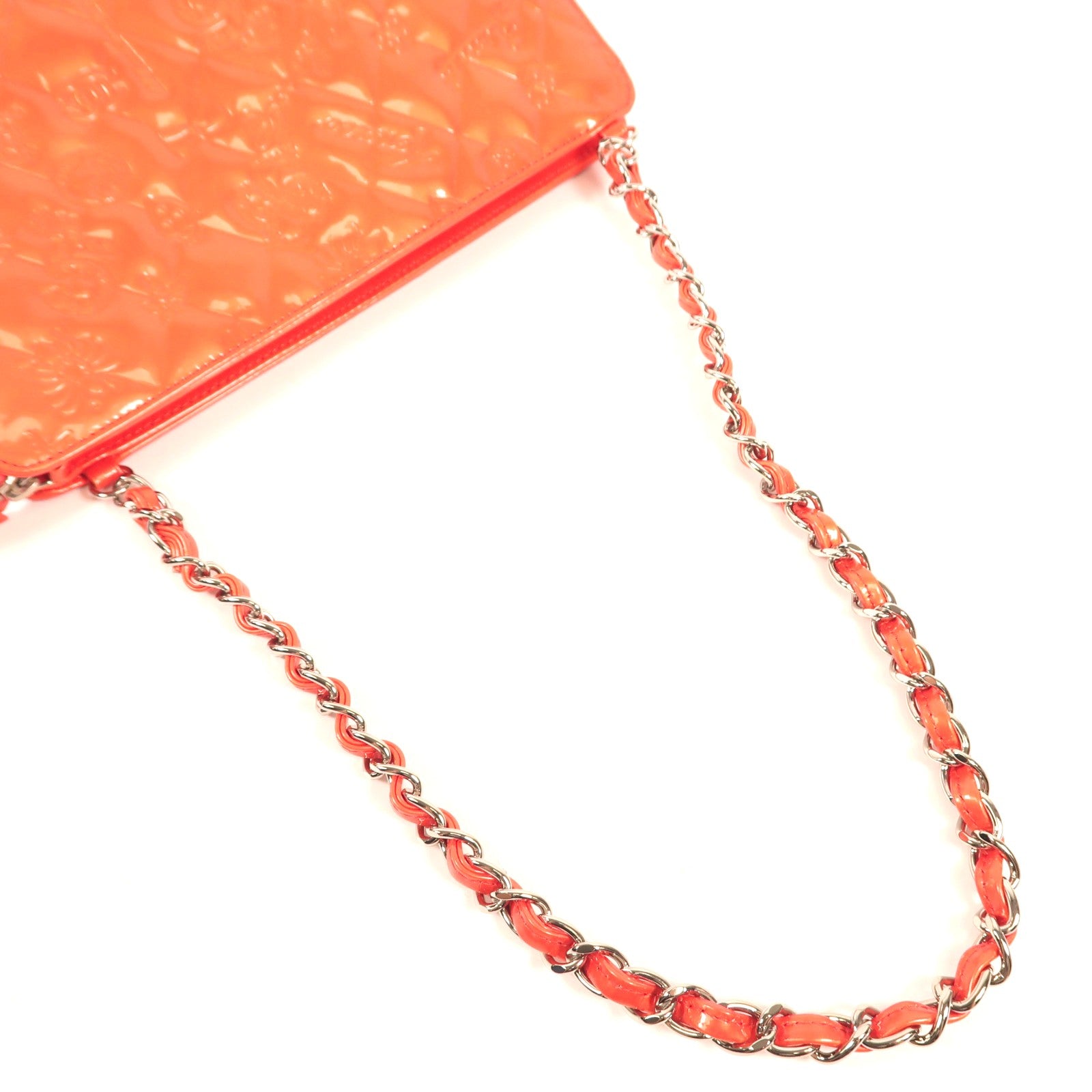 CHANEL 【激減優惠】漆皮皮革Chain Shoulder銀扣鏈帶肩背袋