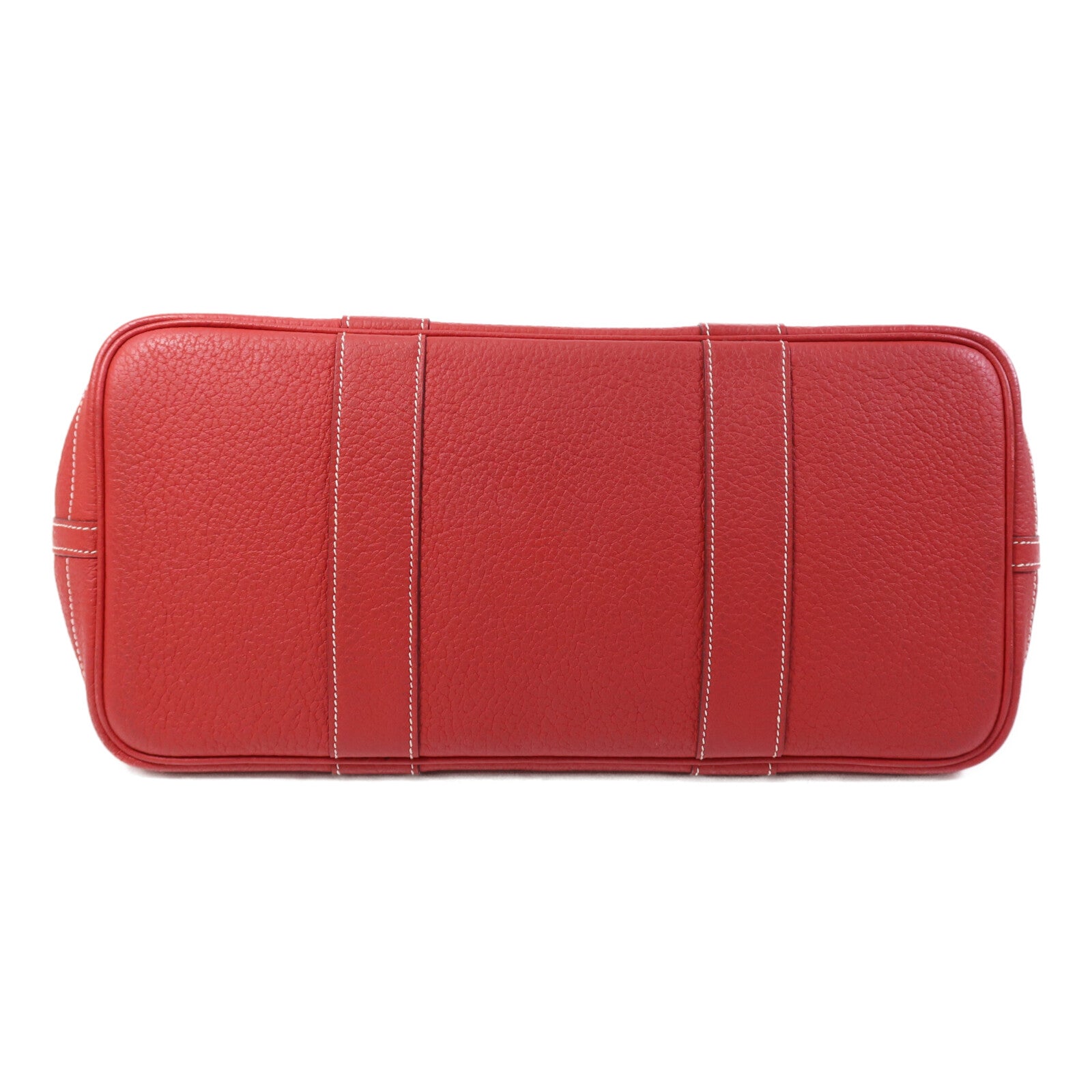 HERMES Clemence皮革Graden Party PM銀扣手挽袋Rouge Tomate