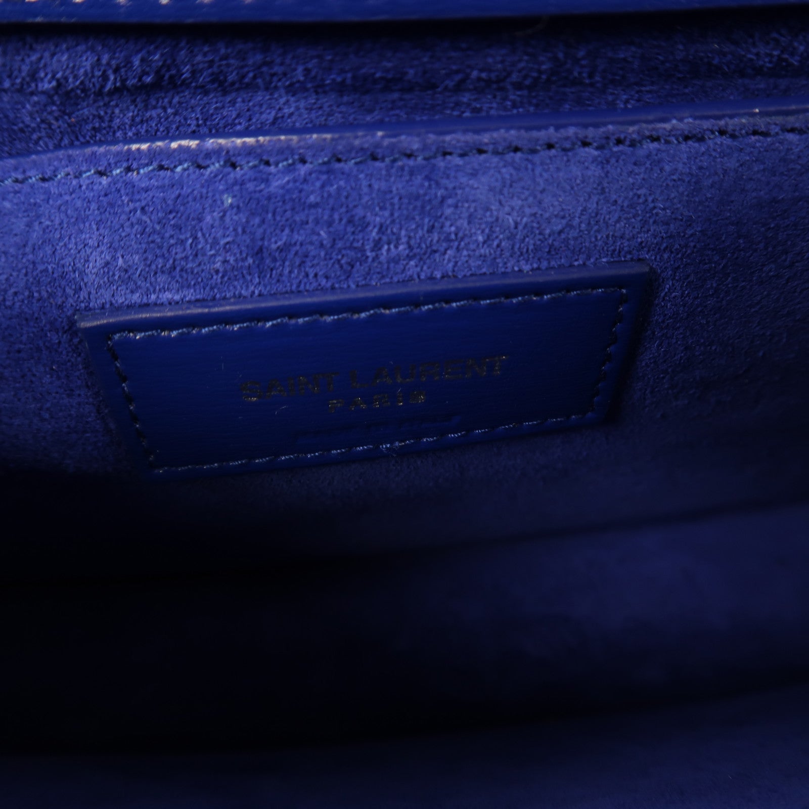 SAINT LAURENT 【激減優惠】牛皮皮革Sunset金扣鏈帶肩背袋藍色
