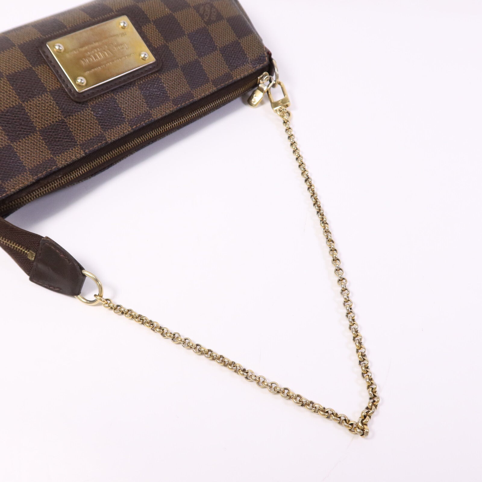LOUIS VUITTON Damier Eva金扣鏈帶肩背袋