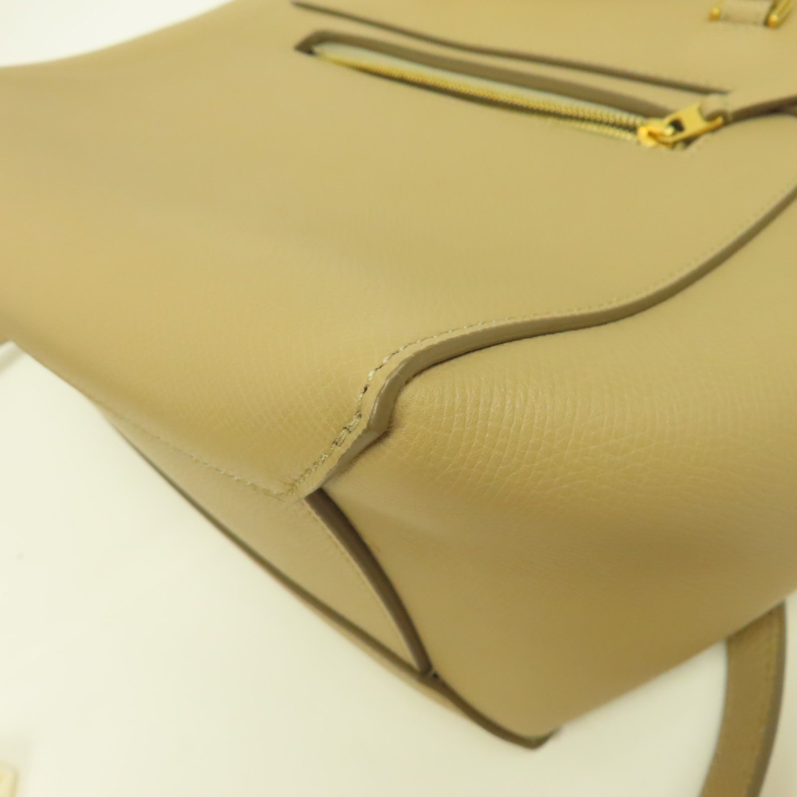 CELINE 牛皮皮革Micro Belt Bag金扣手挽肩背兩用袋米色