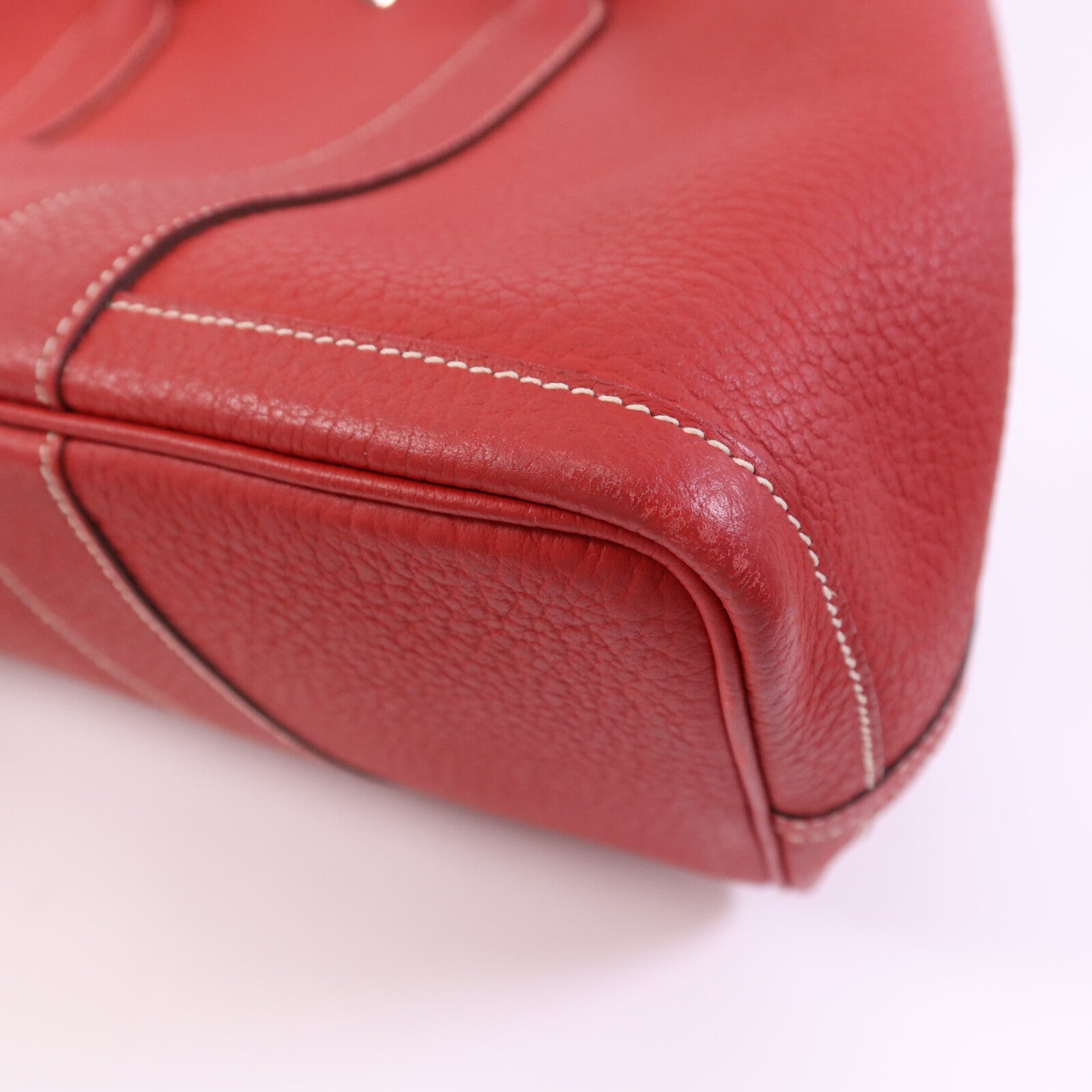 HERMES Clemence皮革Graden Party PM銀扣手挽袋Rouge Tomate