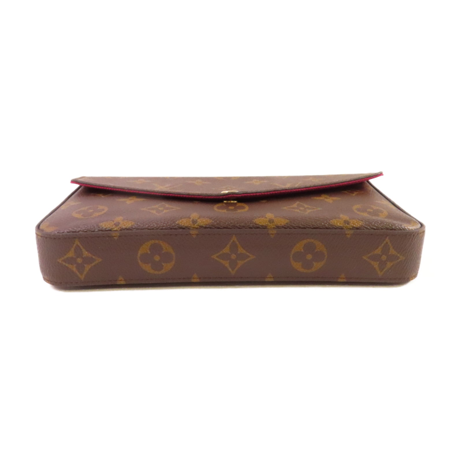 LOUIS VUITTON Monogram Pochette Felicie Shoulder Bag金扣鏈帶肩背袋啡色