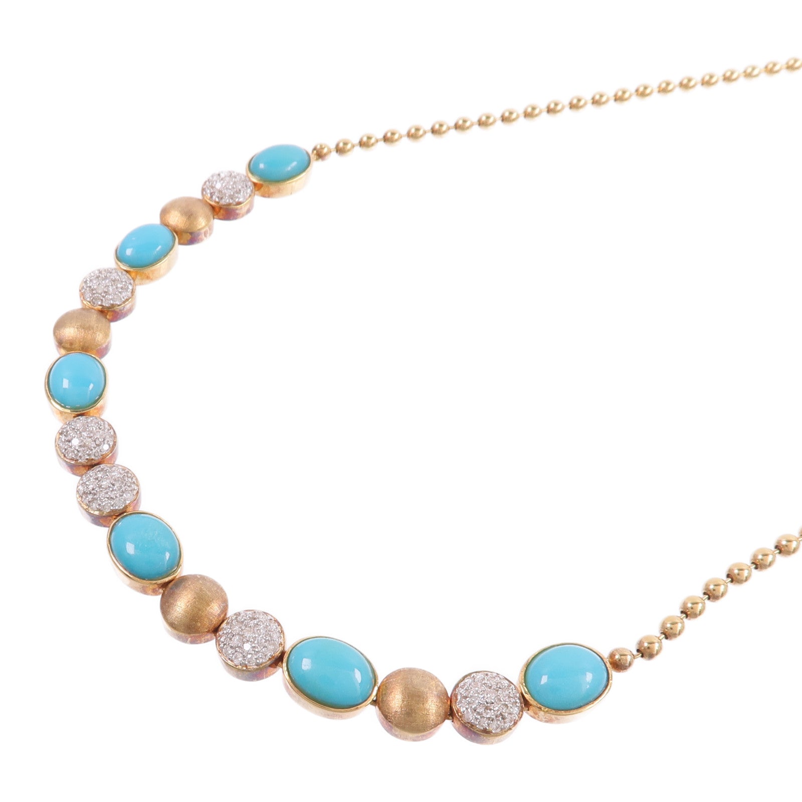 JEWELRY 18K黃金/白金Turquoise Diamond Necklace綠松石/鑽石項鍊