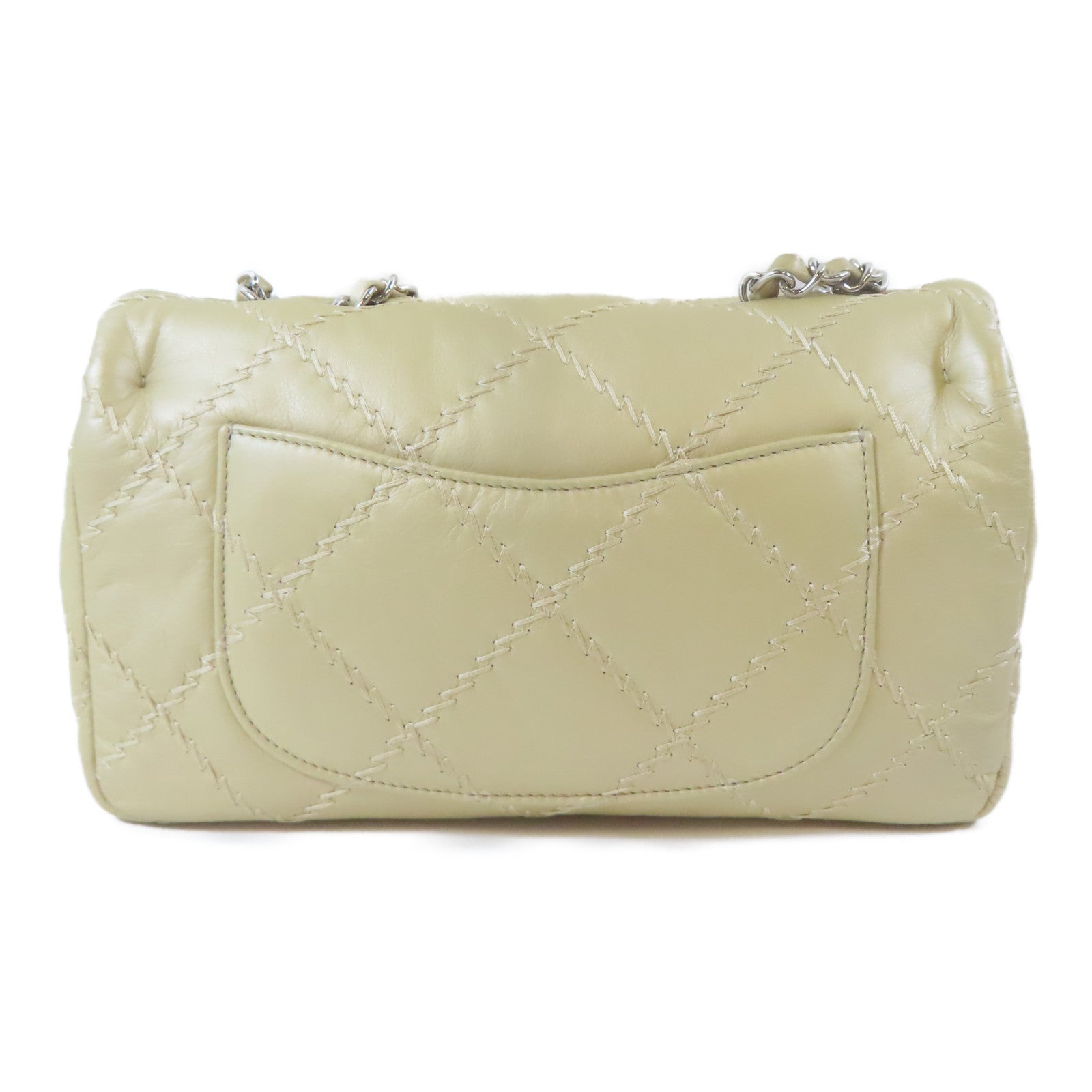 CHANEL 菱格羊皮皮革Chain Shoulder Bag銀扣鏈帶肩背袋金色