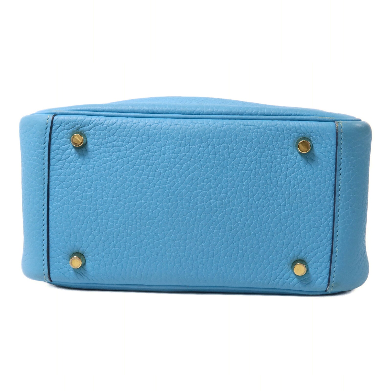 HERMES Clemence皮革Mini Lindy手挽肩背兩用袋Bleu Du Nord