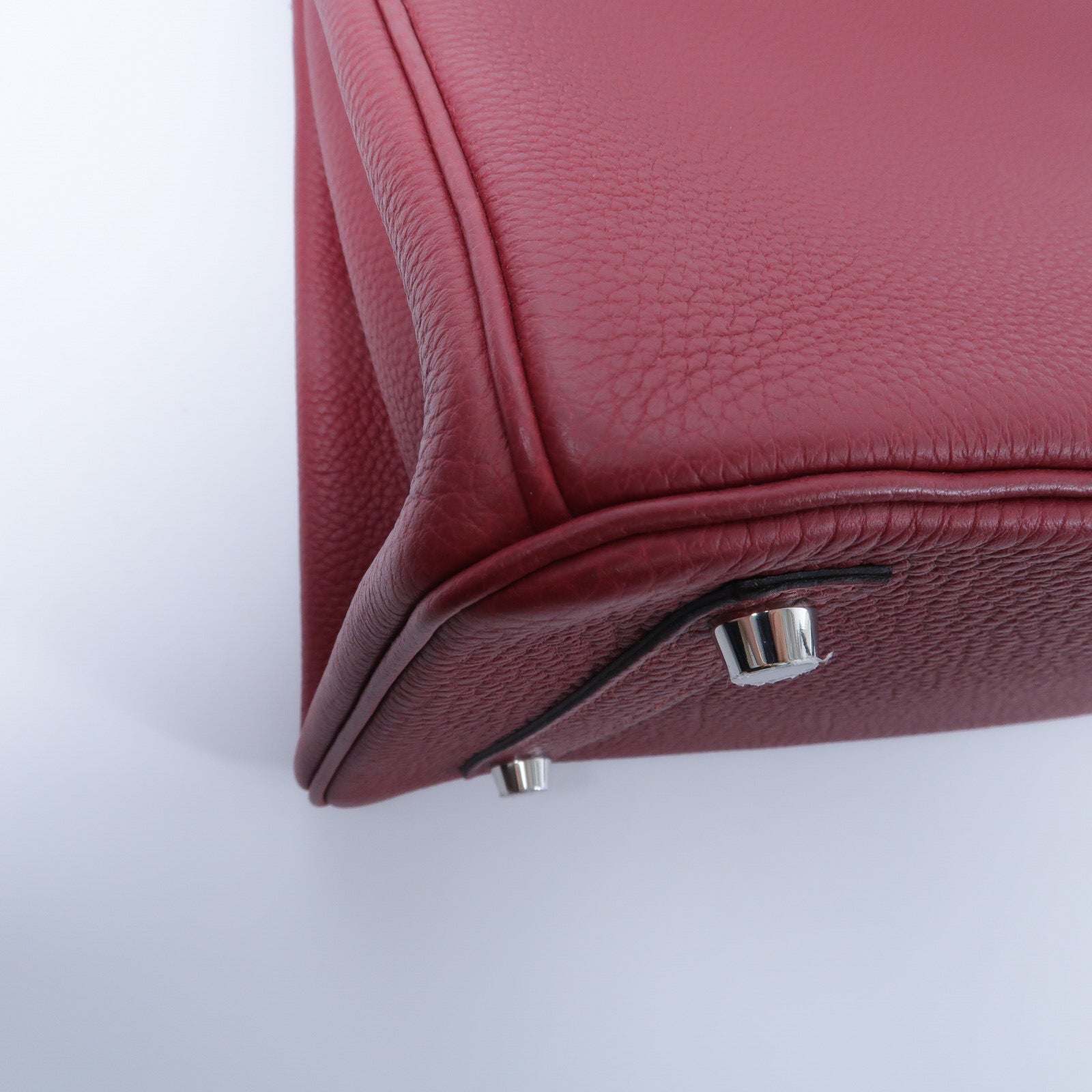 HERMES Clemence皮革Birkin 30手挽袋Rouge Gernat