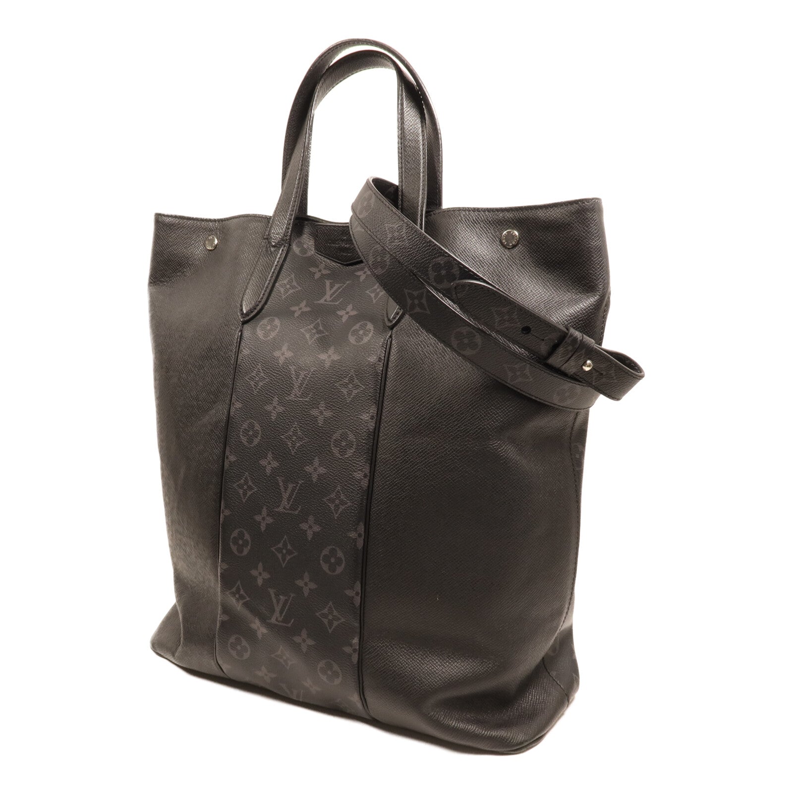 LOUIS VUITTON Monogram Eclipse Taigalama City Tote銀扣手挽肩背兩用袋