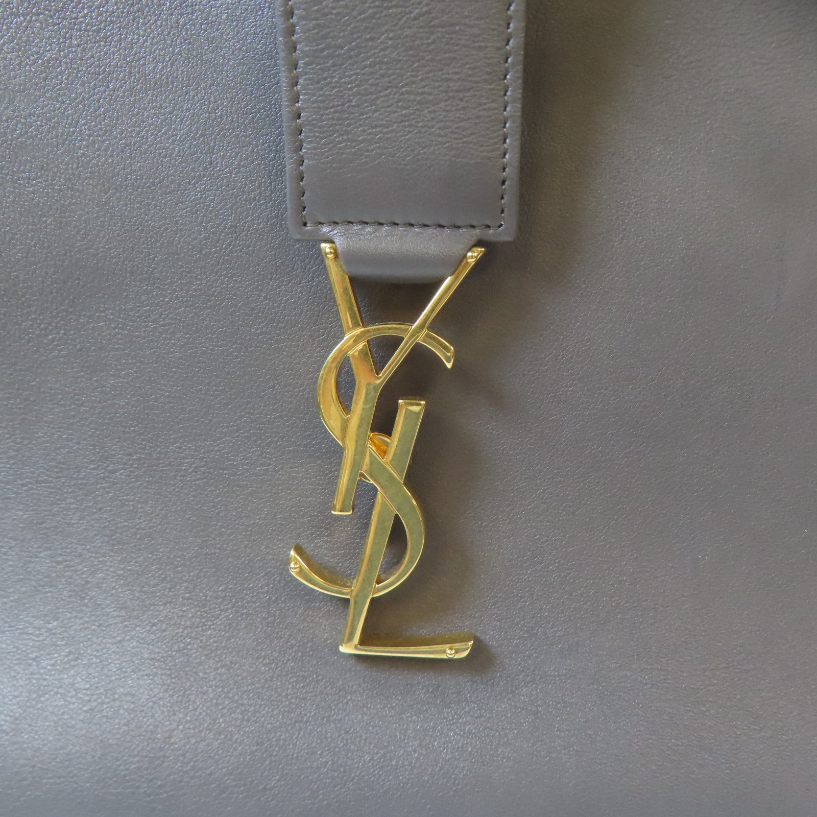 SAINT LAURENT 牛皮皮革2 Way Shoulder Bag金扣手挽肩背兩用袋灰色