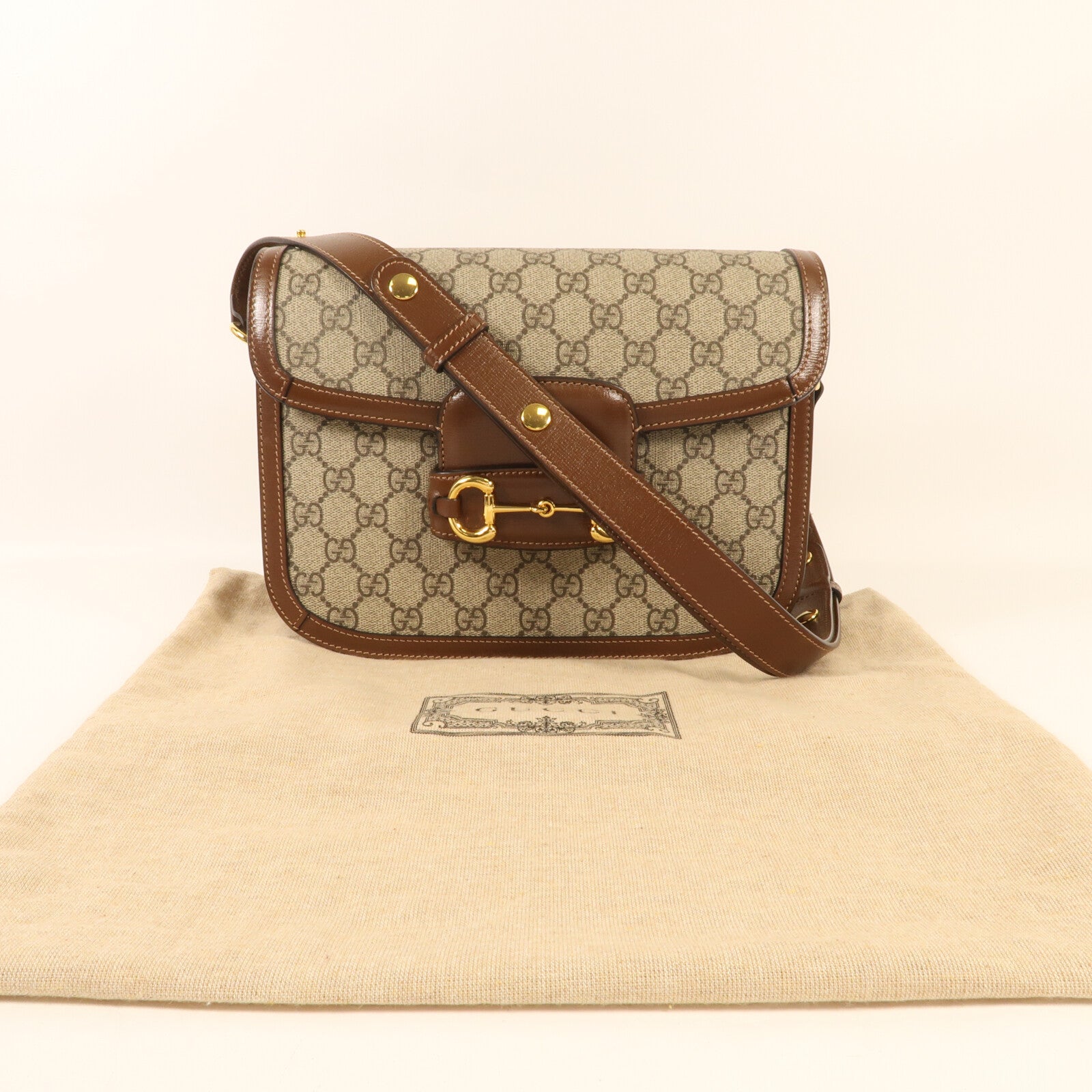 GUCCI 塗層皮革Morsebit 1955金扣肩背袋