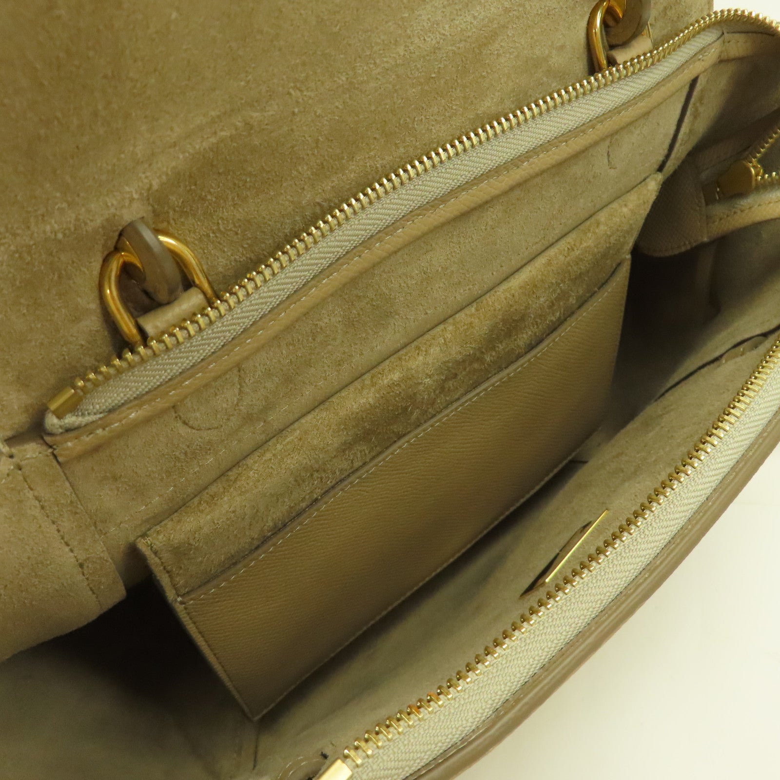 CELINE 牛皮皮革Micro Belt Bag金扣手挽肩背兩用袋米色