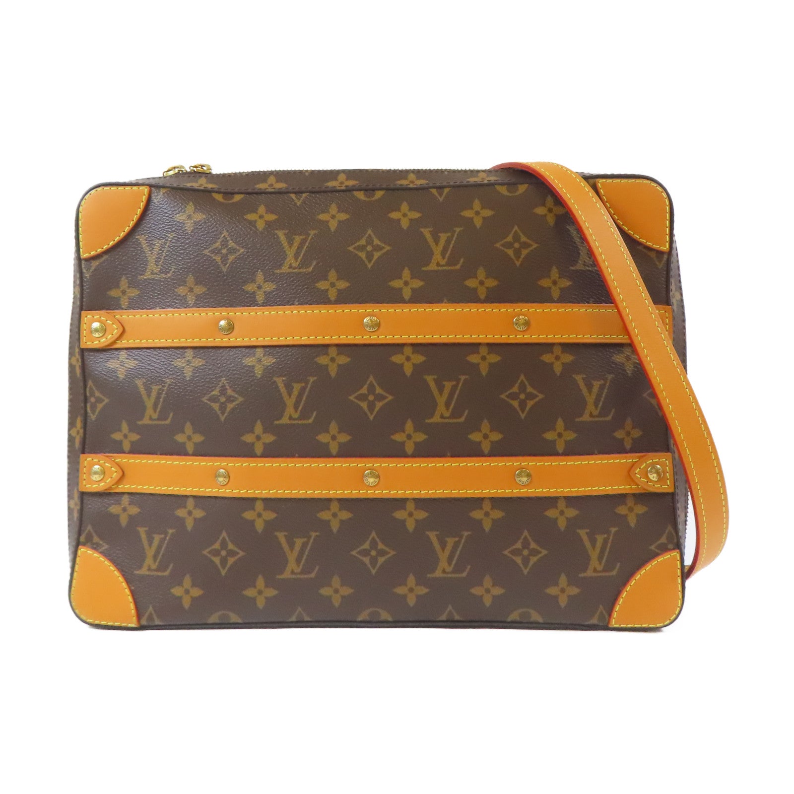 LOUIS VUITTON 【激減優惠】Monogram Soft Trunk Messenger Bag金扣肩背袋啡色