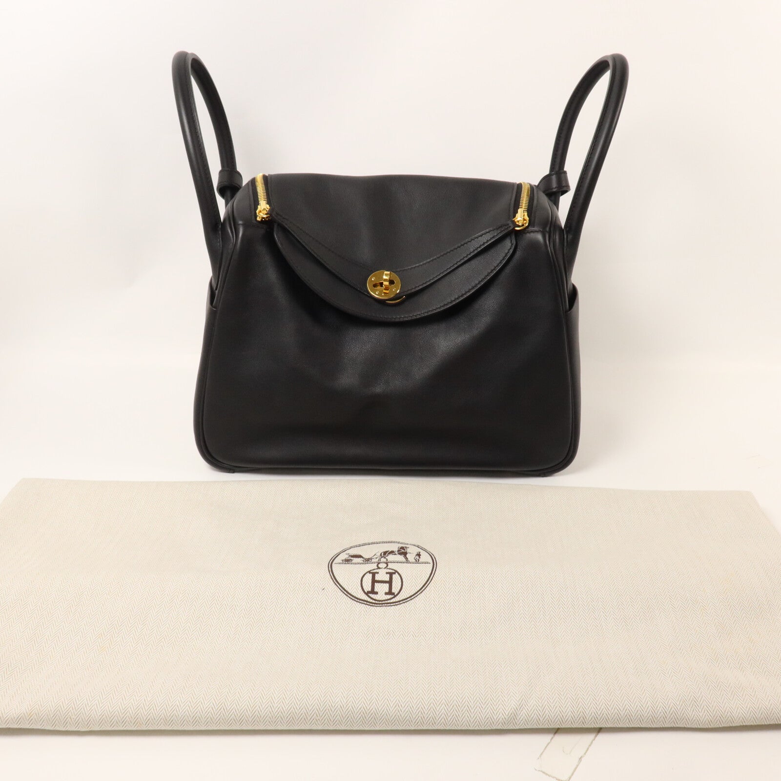 HERMES Swift皮革Lindy 30手挽肩背兩用袋Noir