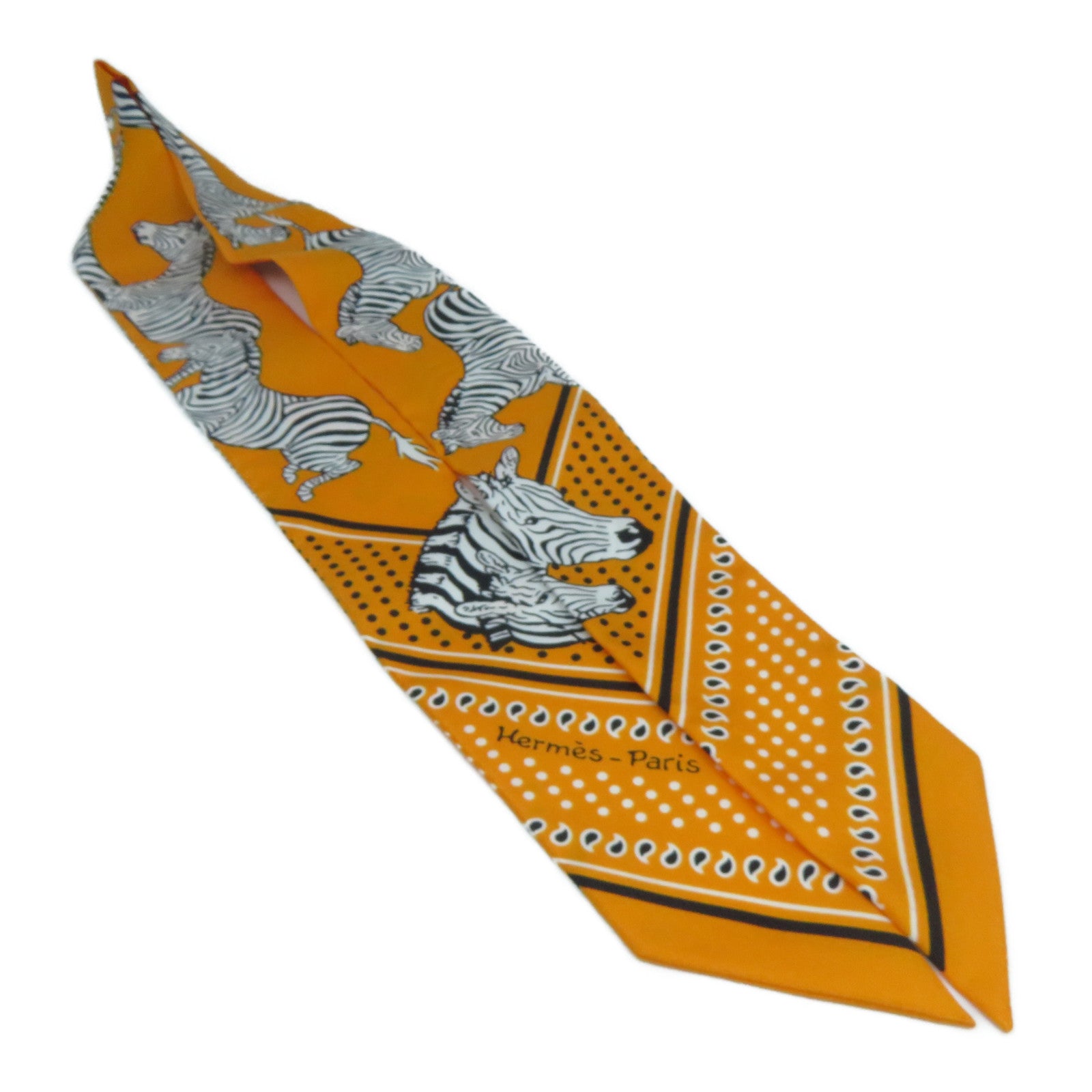 HERMES 【激減優惠】絲質Twilly絲巾橙色