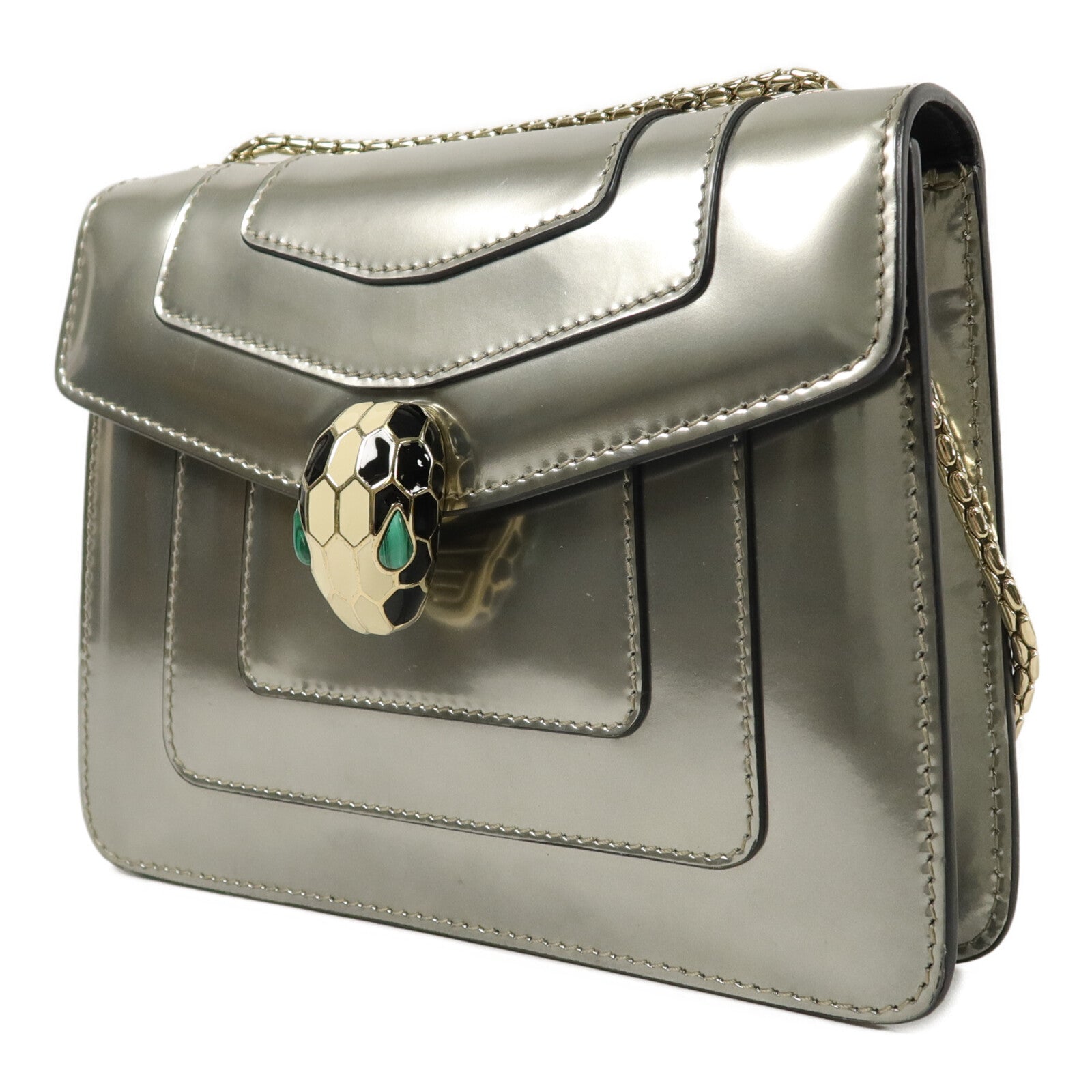 BVLGARI 牛皮皮革Serpenti Forever Small Crossbody鏈帶肩背袋