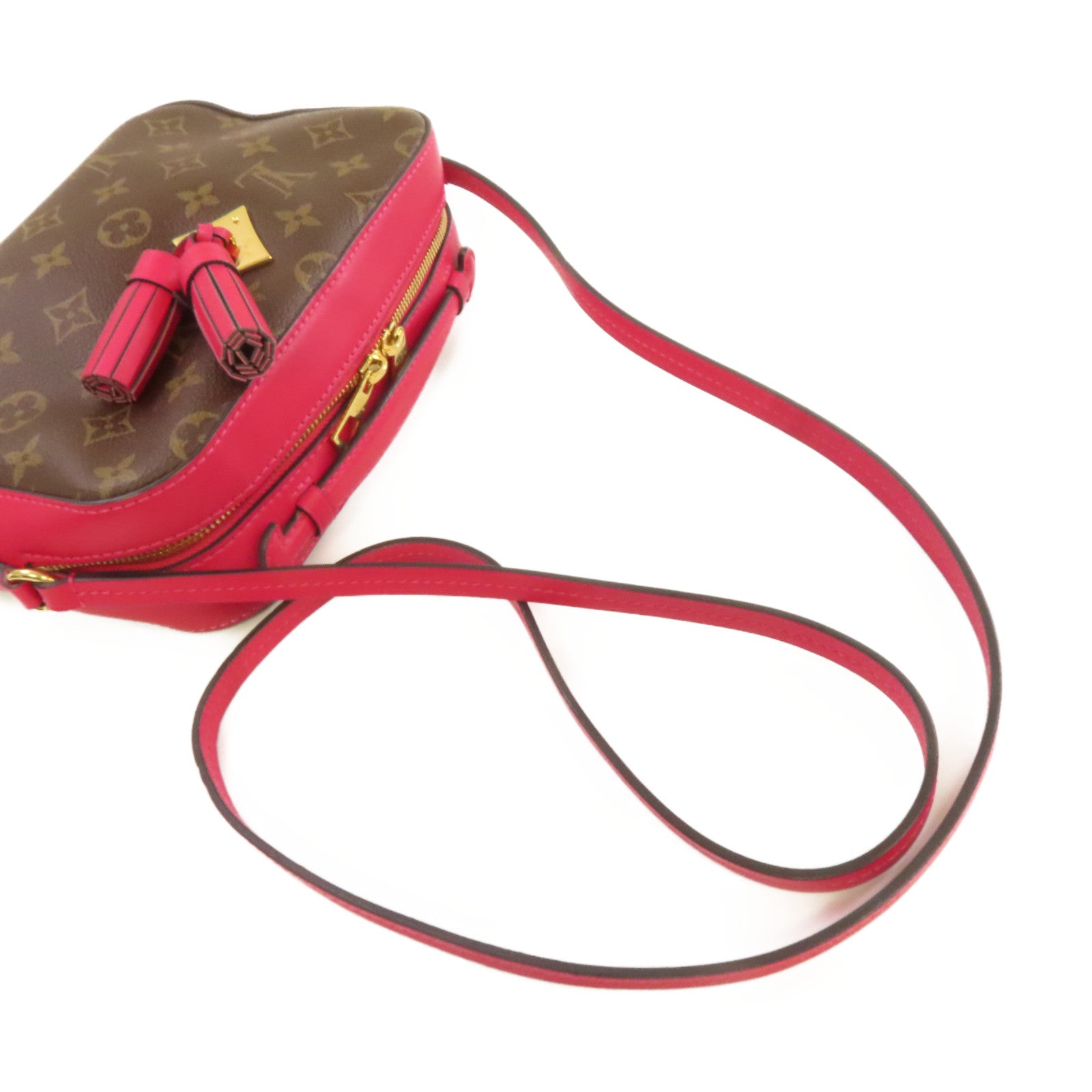 LOUIS VUITTON 【激減優惠】Monogram Saintonge Shoulder Bag金扣肩背袋啡色/酒紅色
