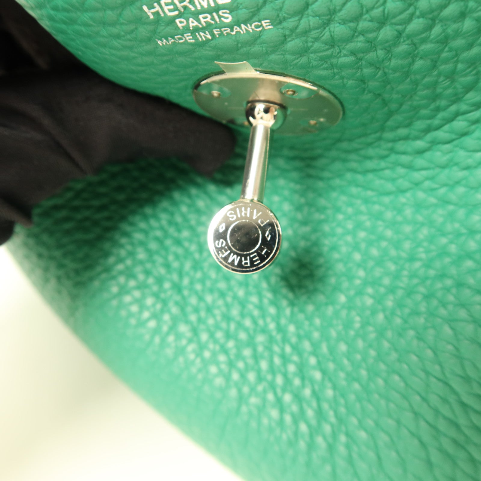 HERMES 【激減優惠】Clemence皮革Lindy 26銀扣手挽肩背兩用袋Vert Vertigo