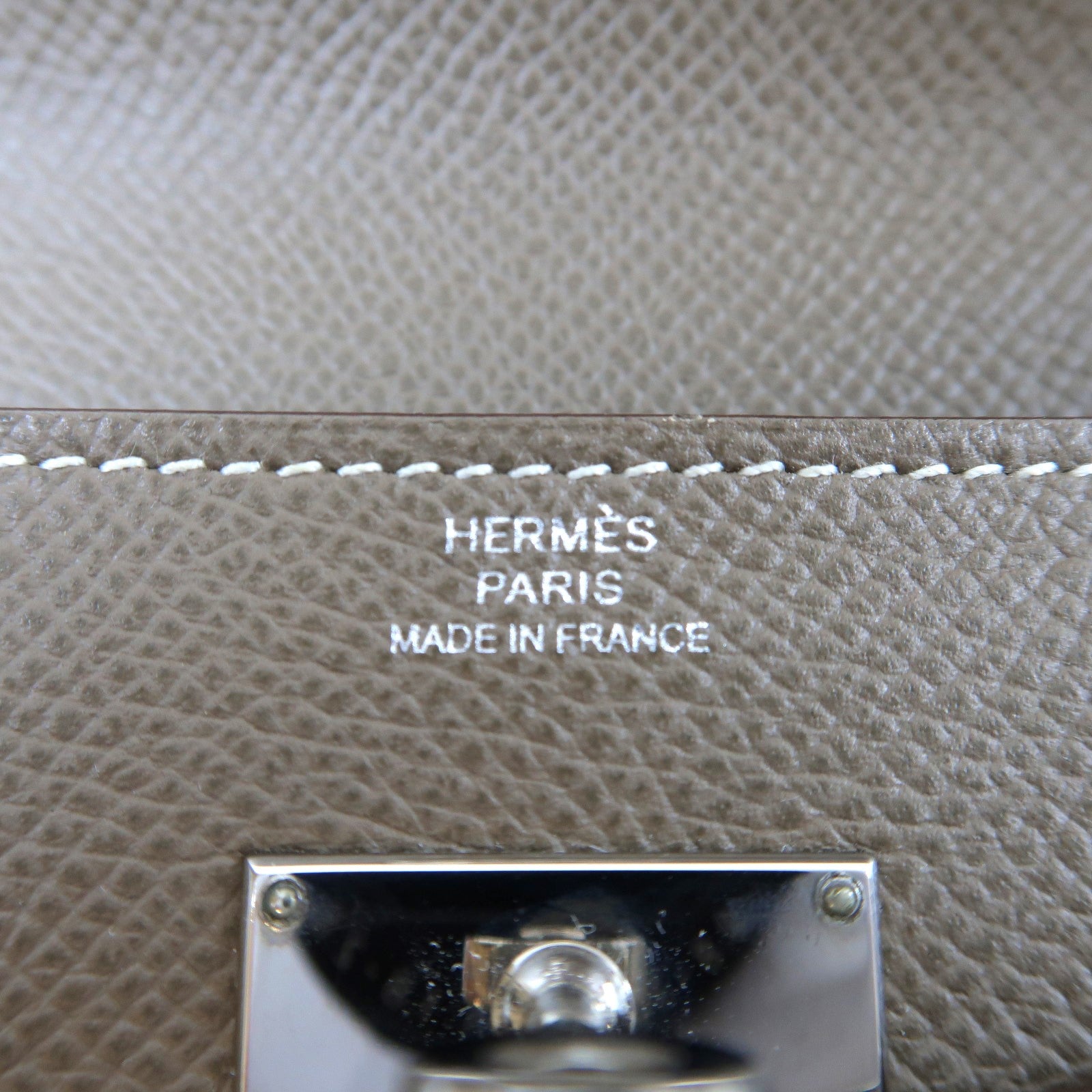 HERMES Epsom皮革Kelly Wallet銀扣長錢包Etoupe大象灰