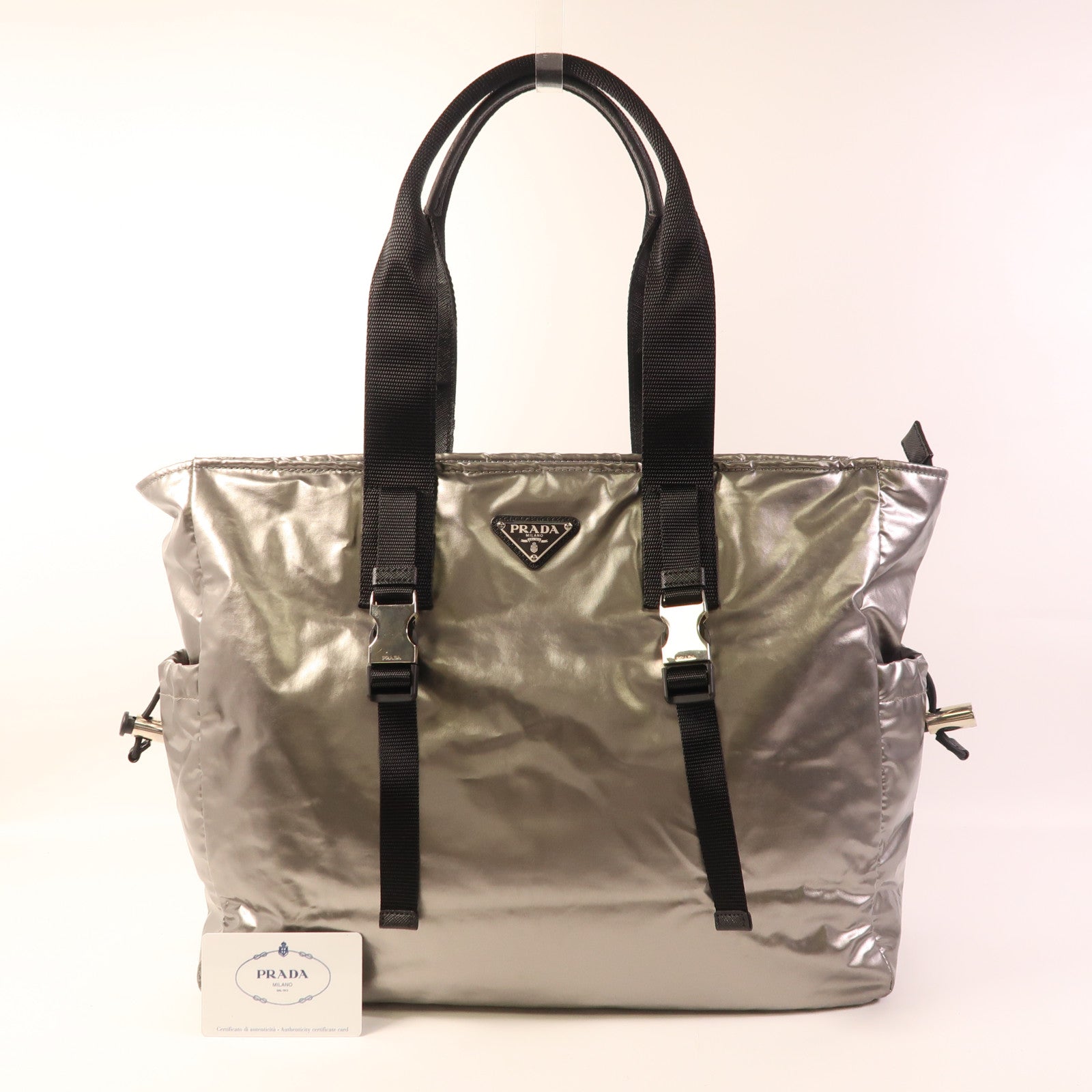 PRADA 尼龍Shoulder Tote銀扣肩背袋/手挽袋