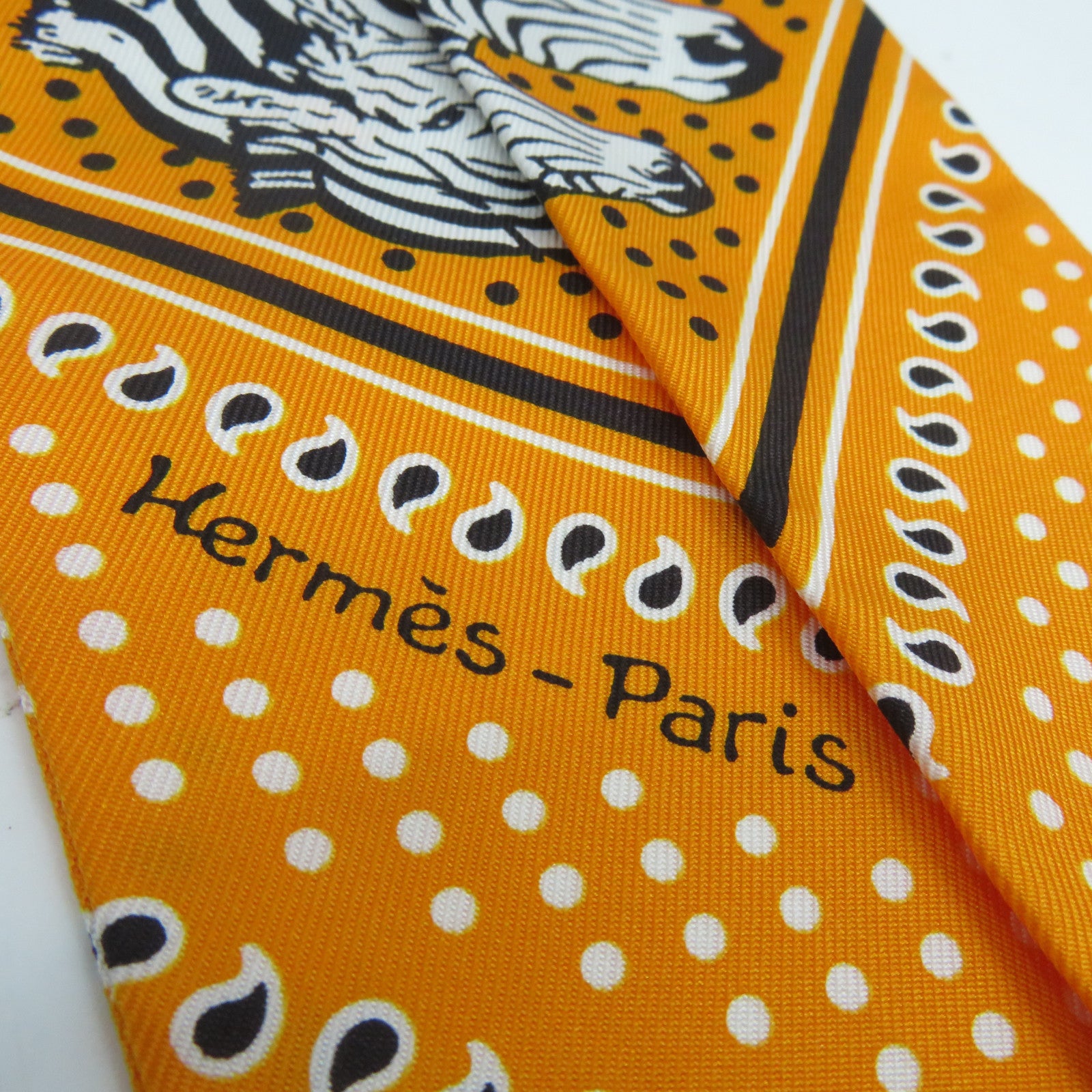HERMES 【激減優惠】絲質Twilly絲巾橙色