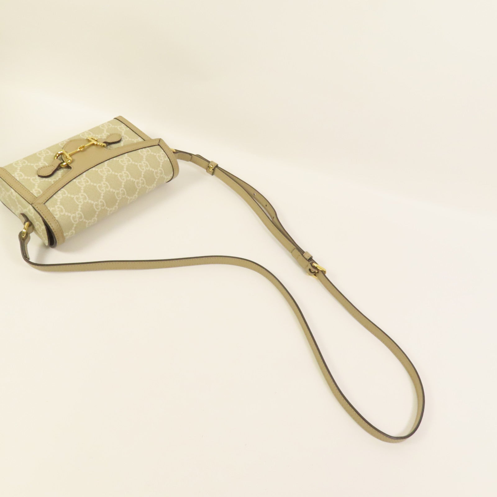 GUCCI 塗層帆布Horsebit 1955 Mini金扣肩背袋