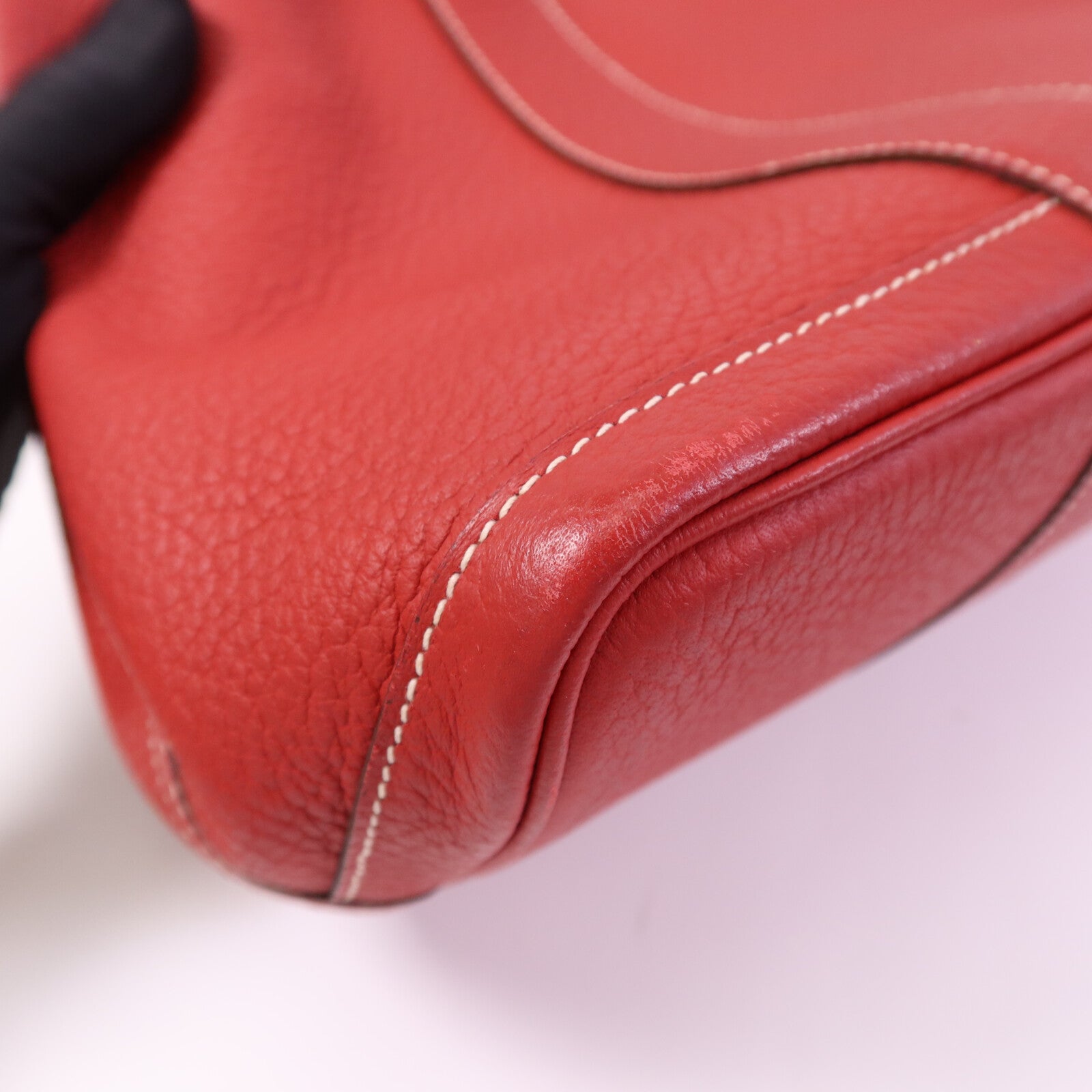 HERMES Clemence皮革Graden Party PM銀扣手挽袋Rouge Tomate