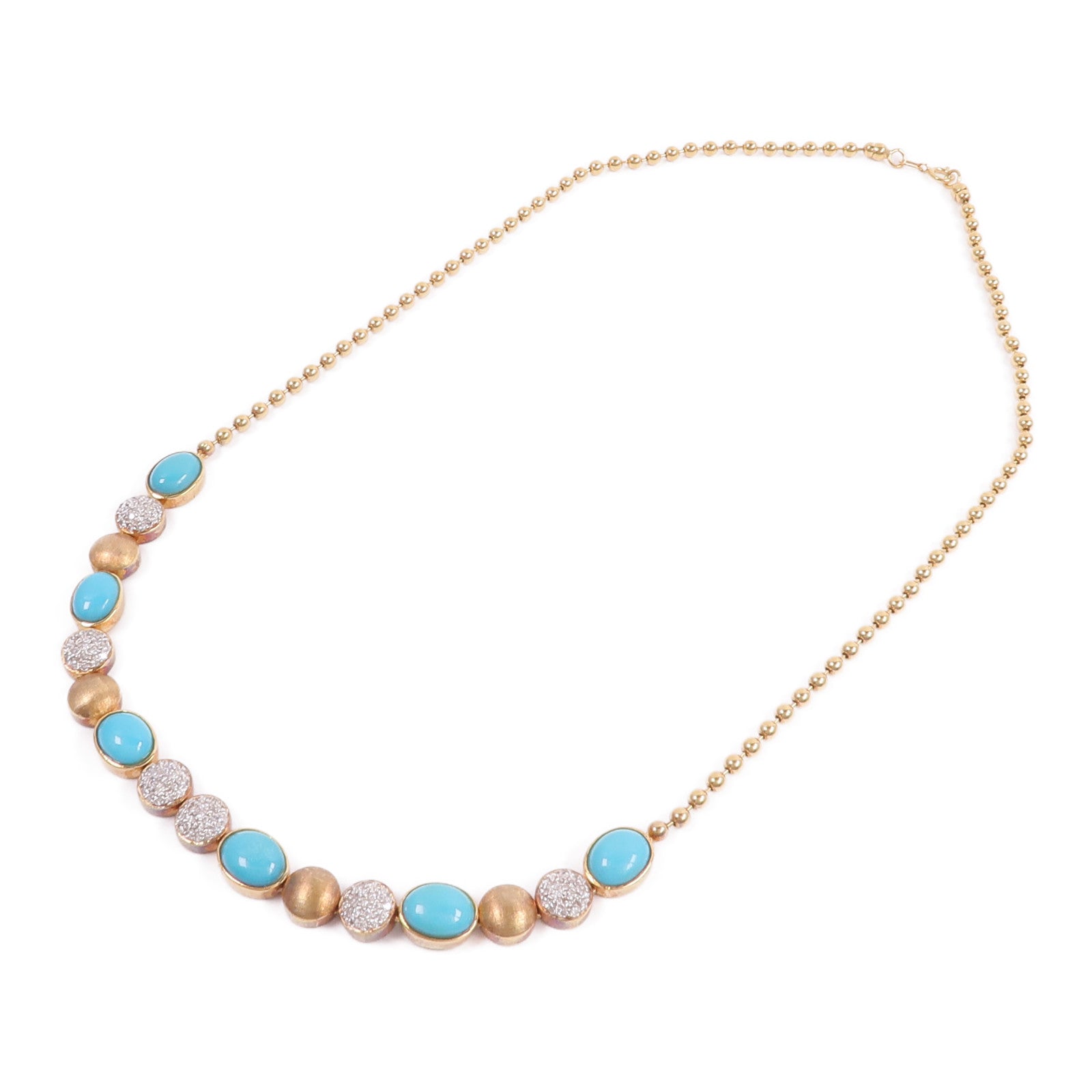 JEWELRY 18K黃金/白金Turquoise Diamond Necklace綠松石/鑽石項鍊