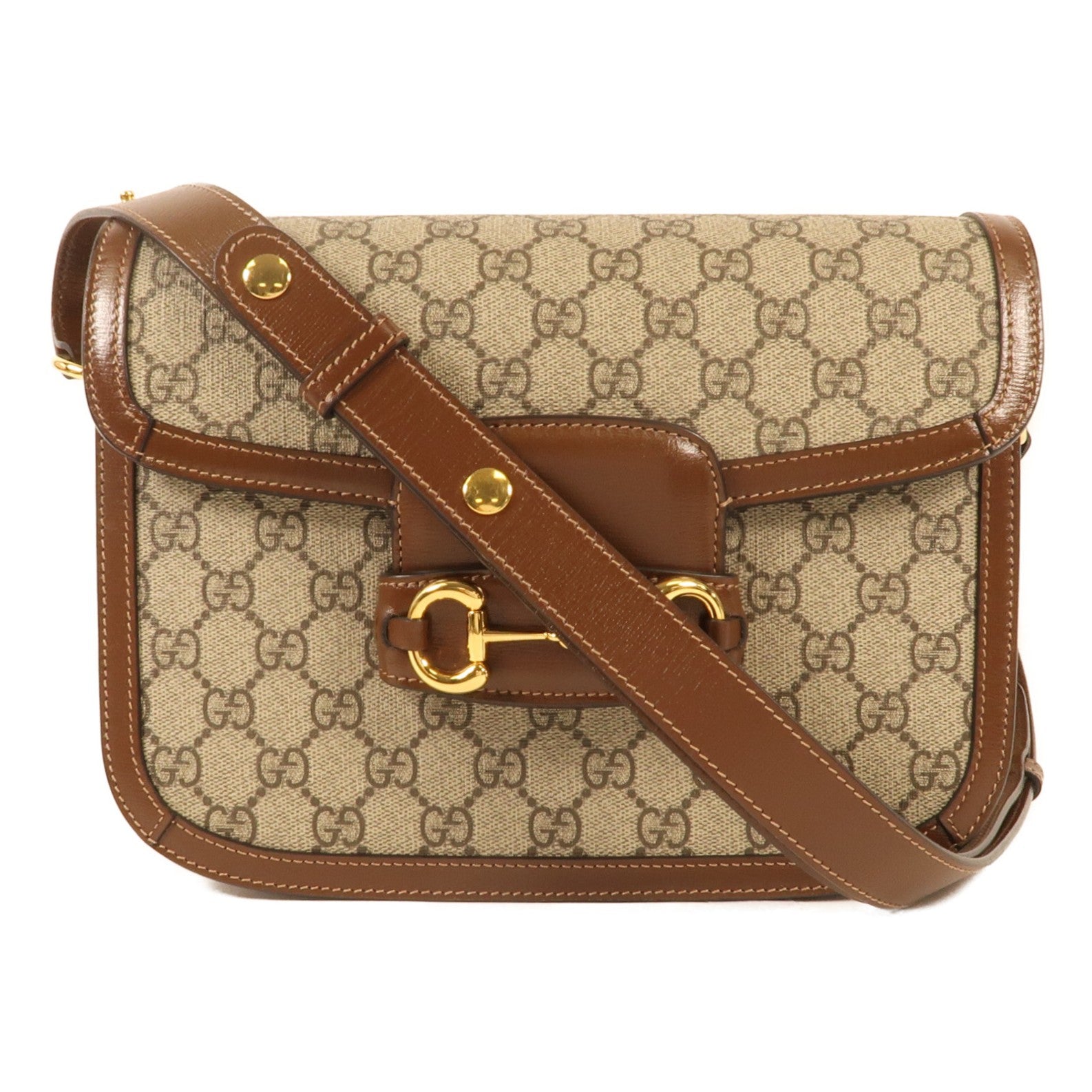 GUCCI 塗層皮革Morsebit 1955金扣肩背袋