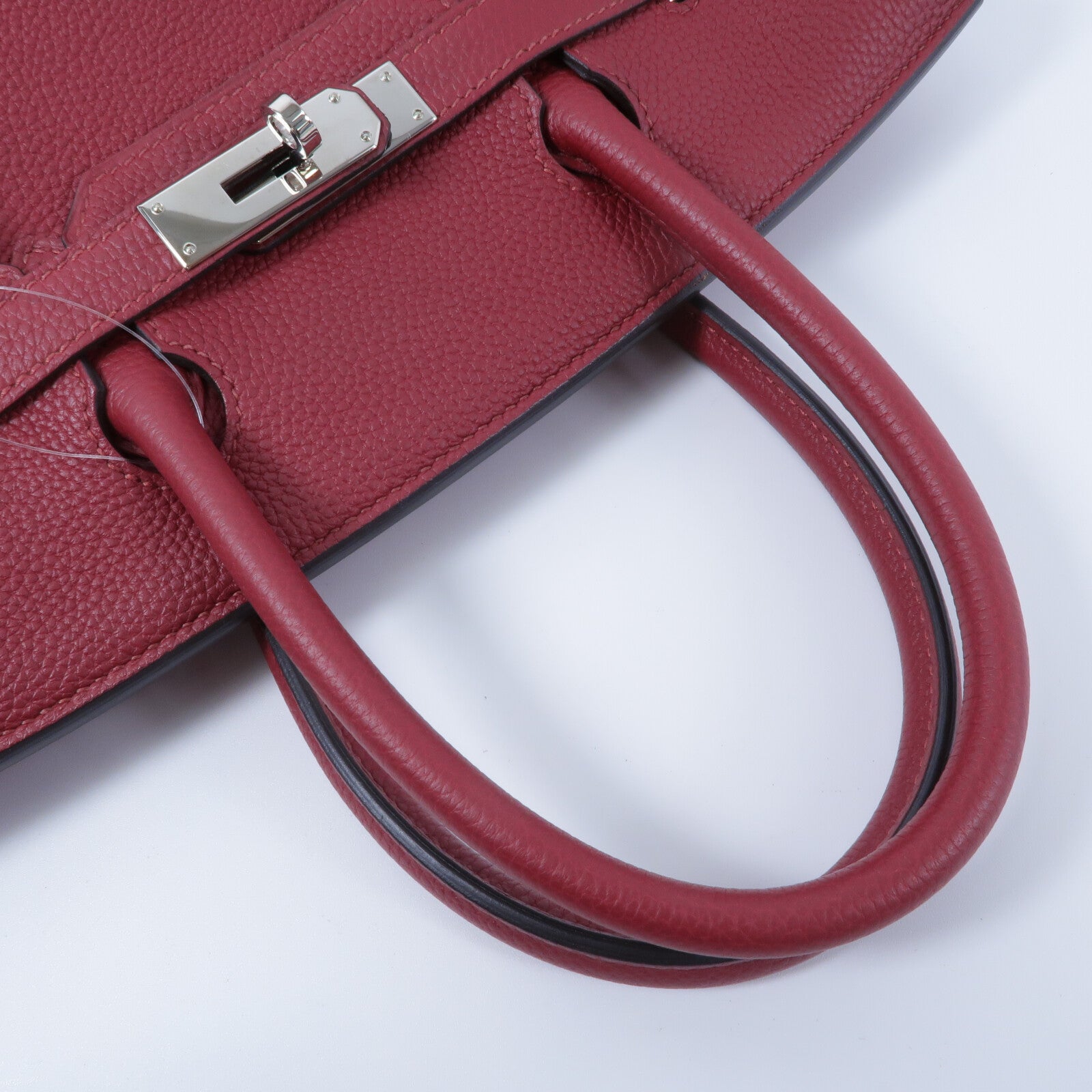HERMES Clemence皮革Birkin 30手挽袋Rouge Gernat