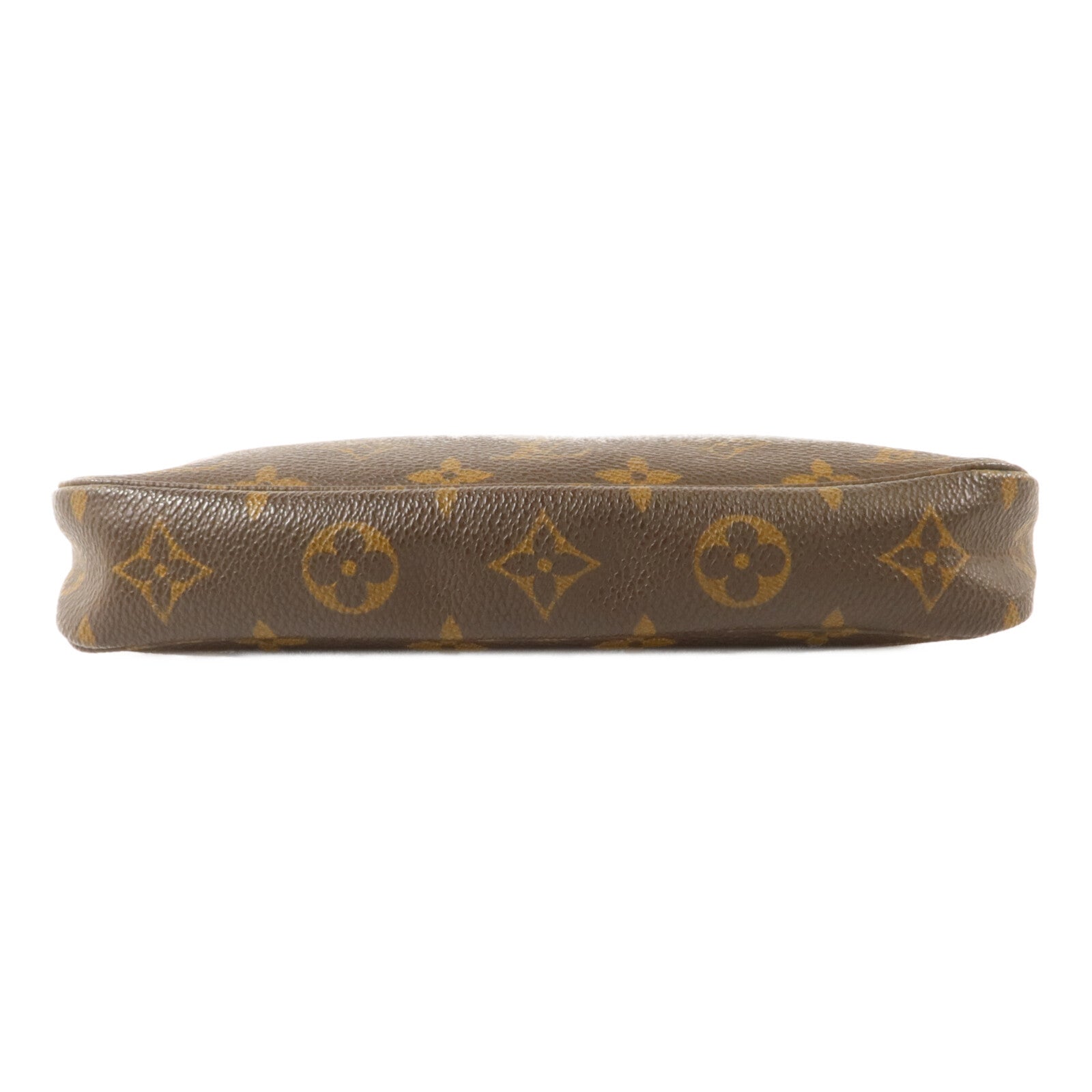 LOUIS VUITTON Monogram Pochette Accessoires金扣手挽袋棕色